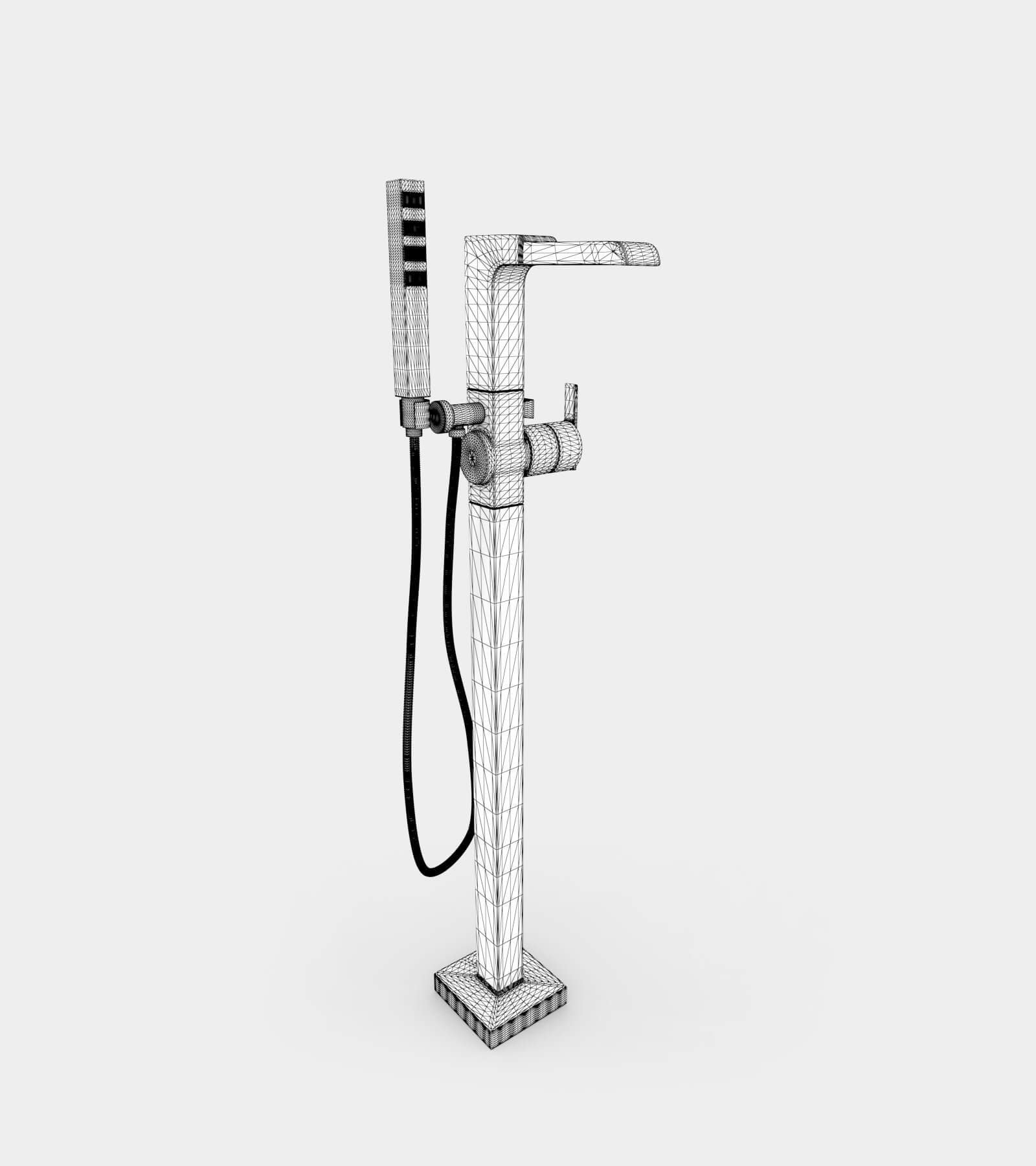 Floor mount bathtub faucet-wire-1 3D Model