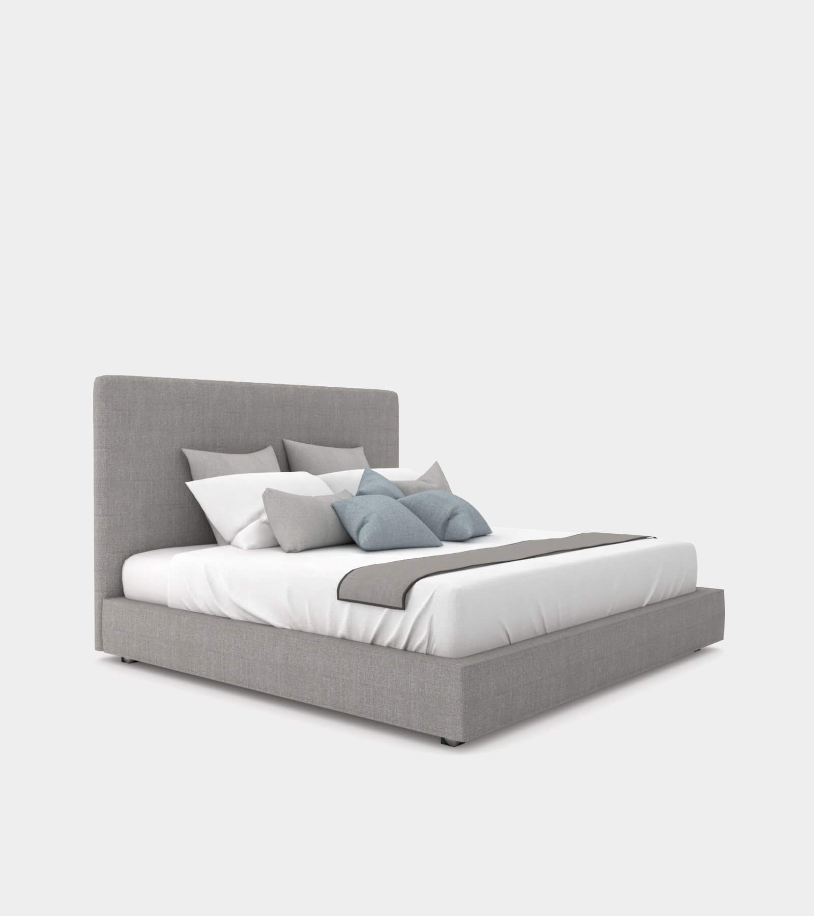 Modern double bed with a bed head - 3D Model