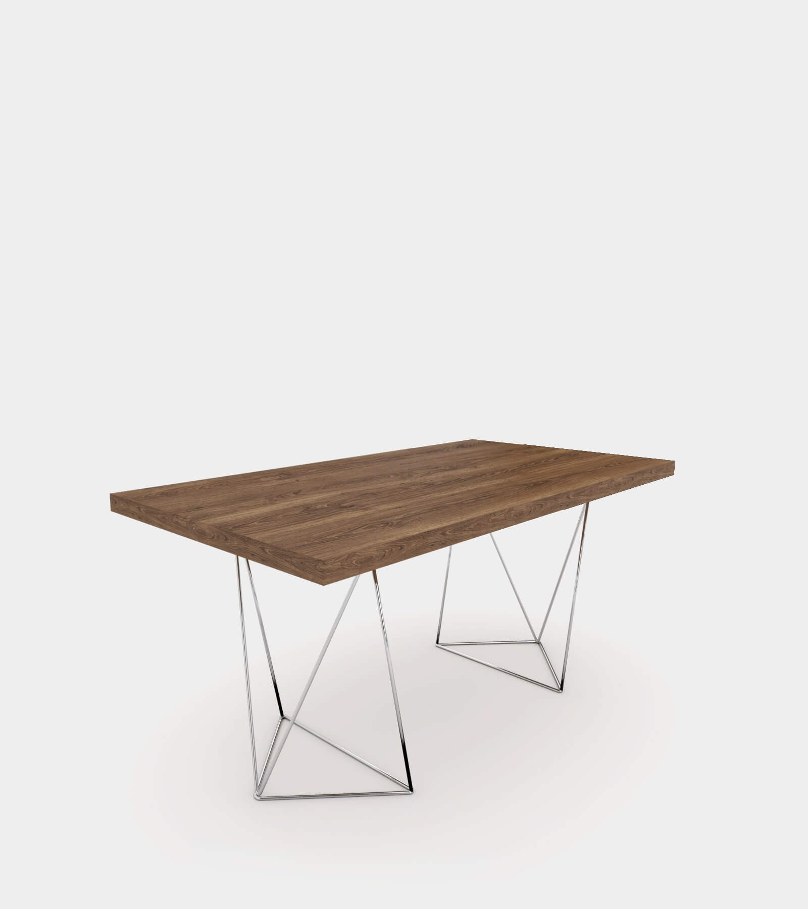 Walnut dining table with chrome legs1- 3D Model