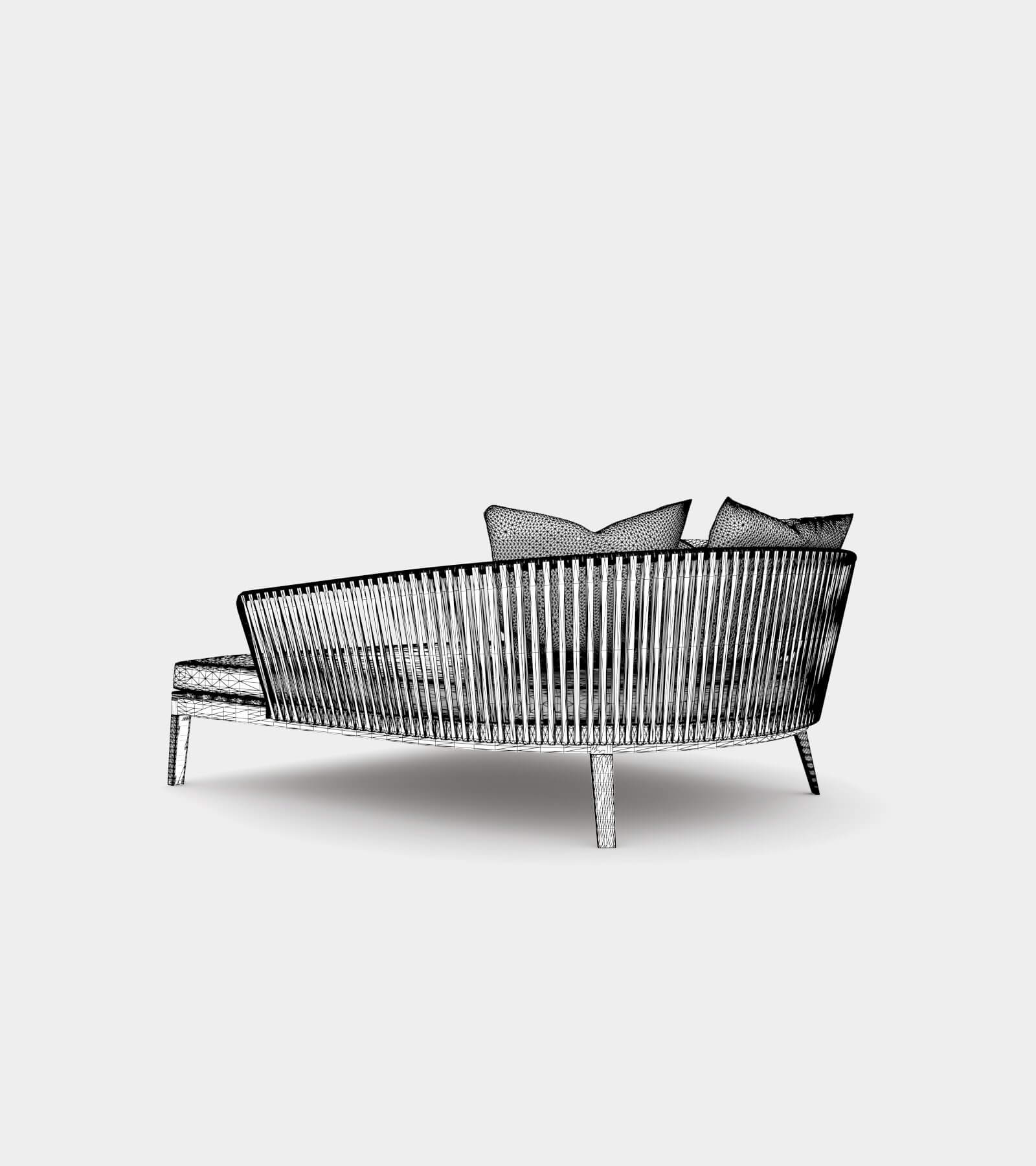 Comfortable daybed for outside-wire-2 3D Model