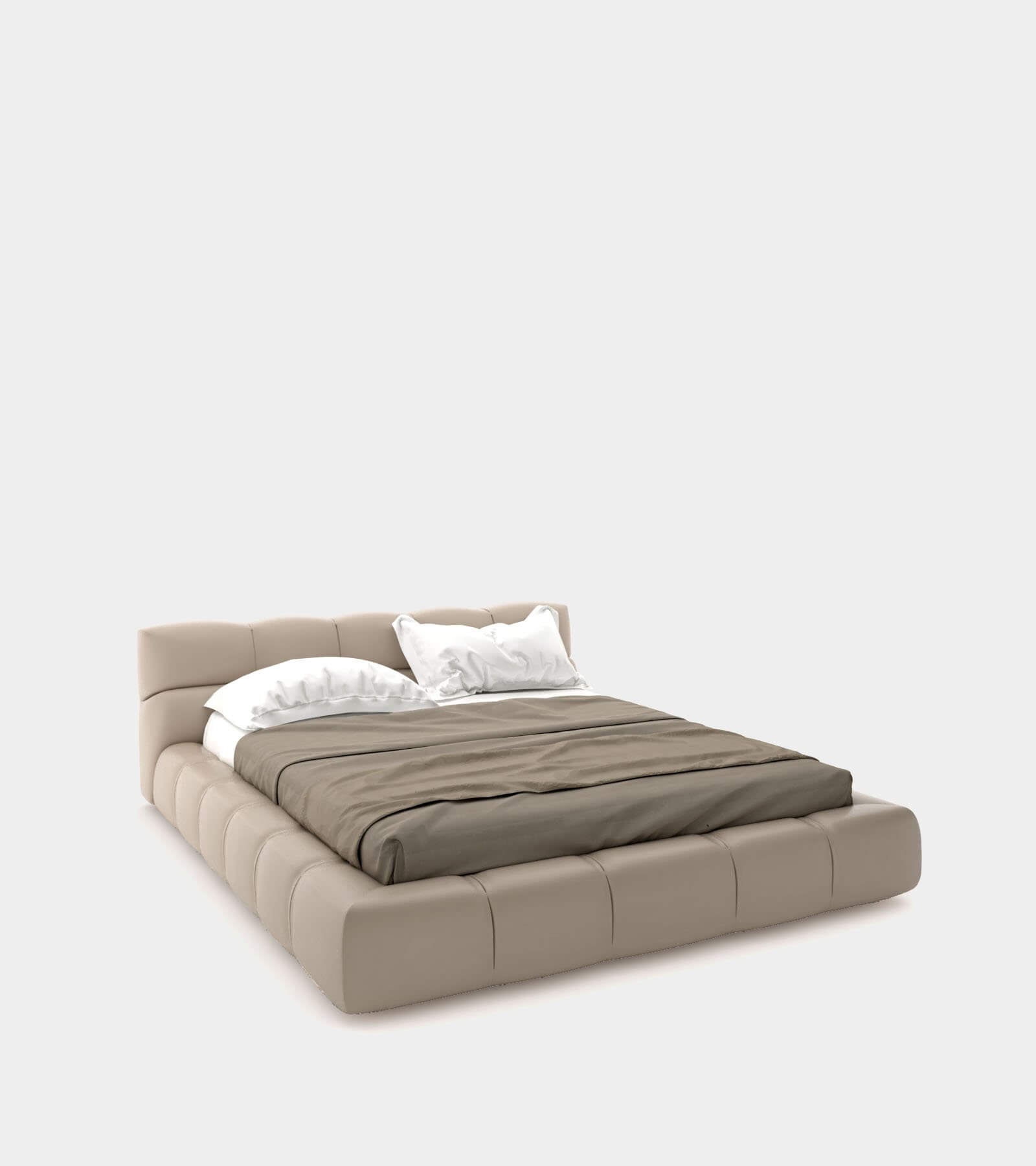 Modern Leather Bed 3d Model, Beige Leather Bed