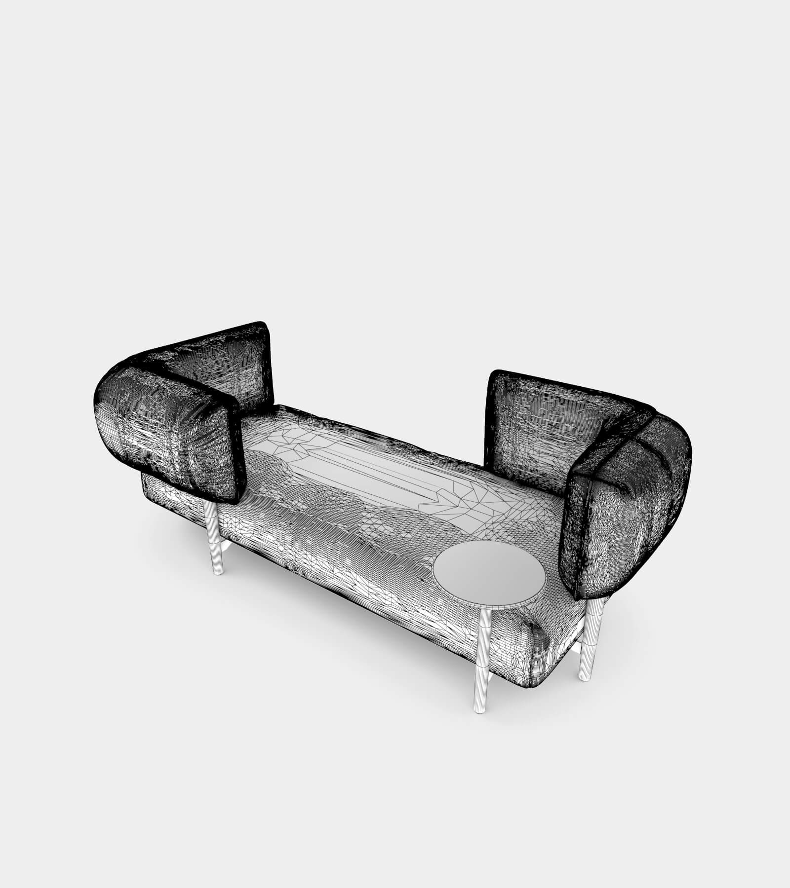 Modular fabric seat bench-wire-1 3D Model