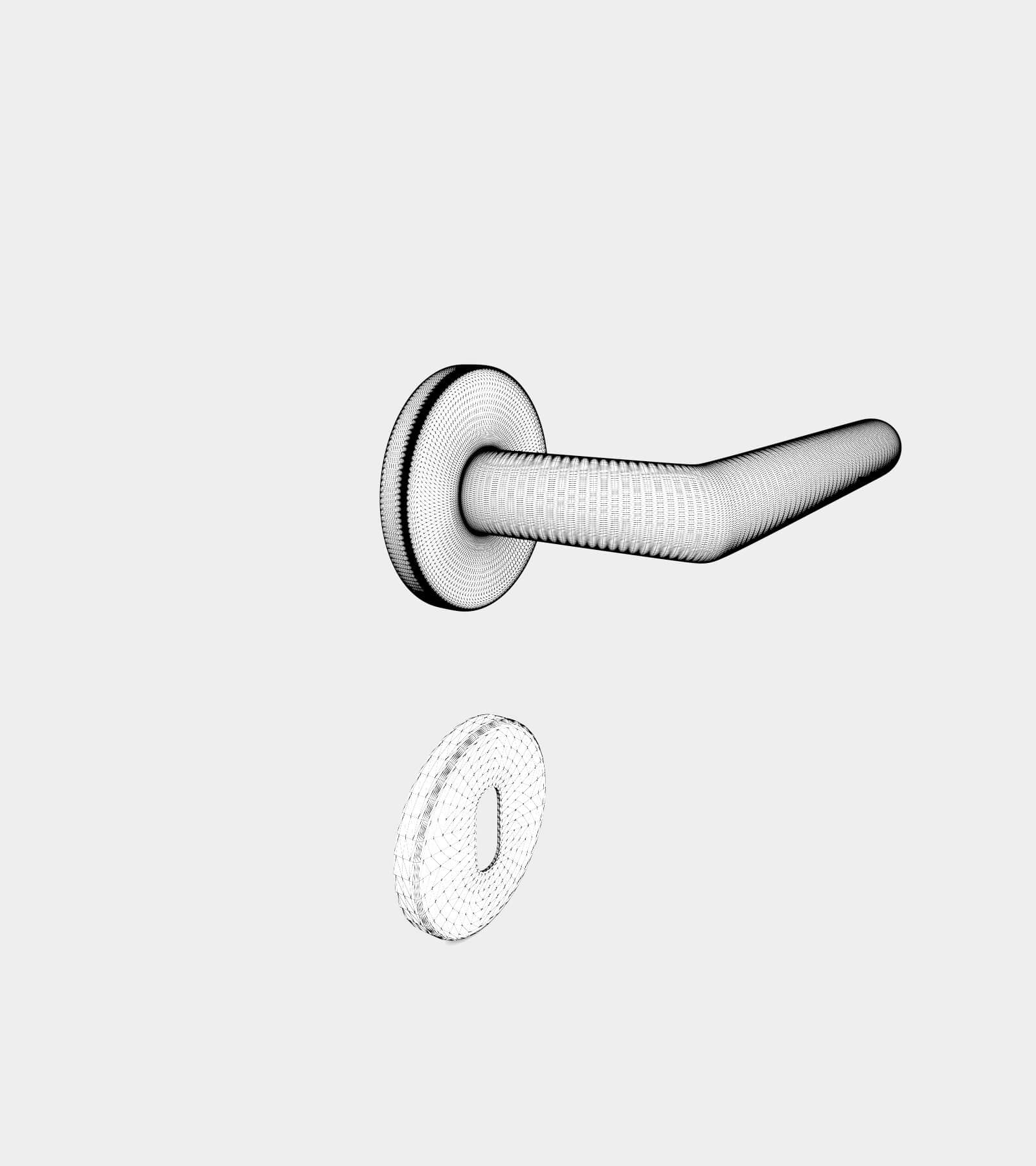 Round door handle-wire-1 3D Model