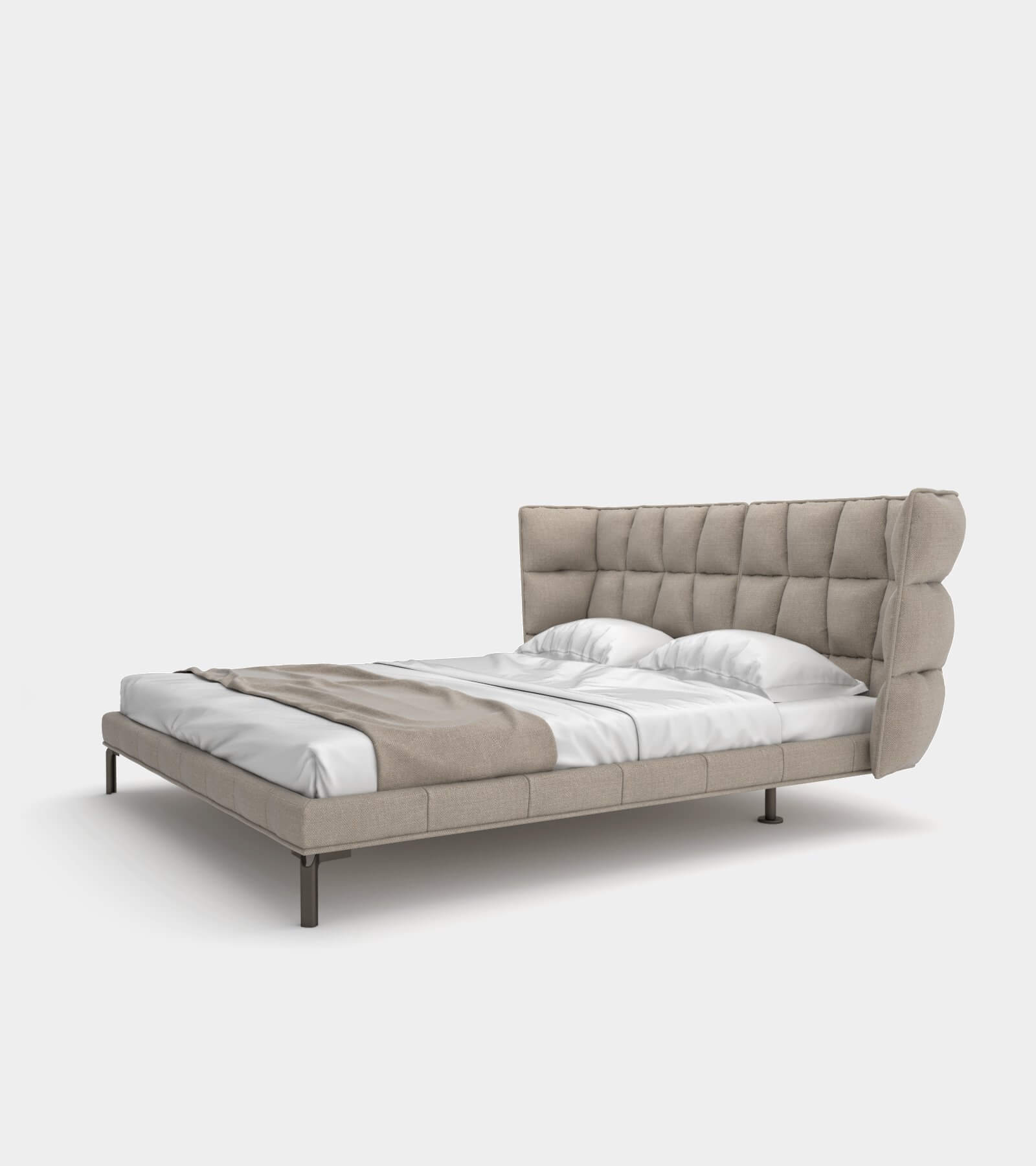 Modern bed with upholstered headboard-2 3D Model