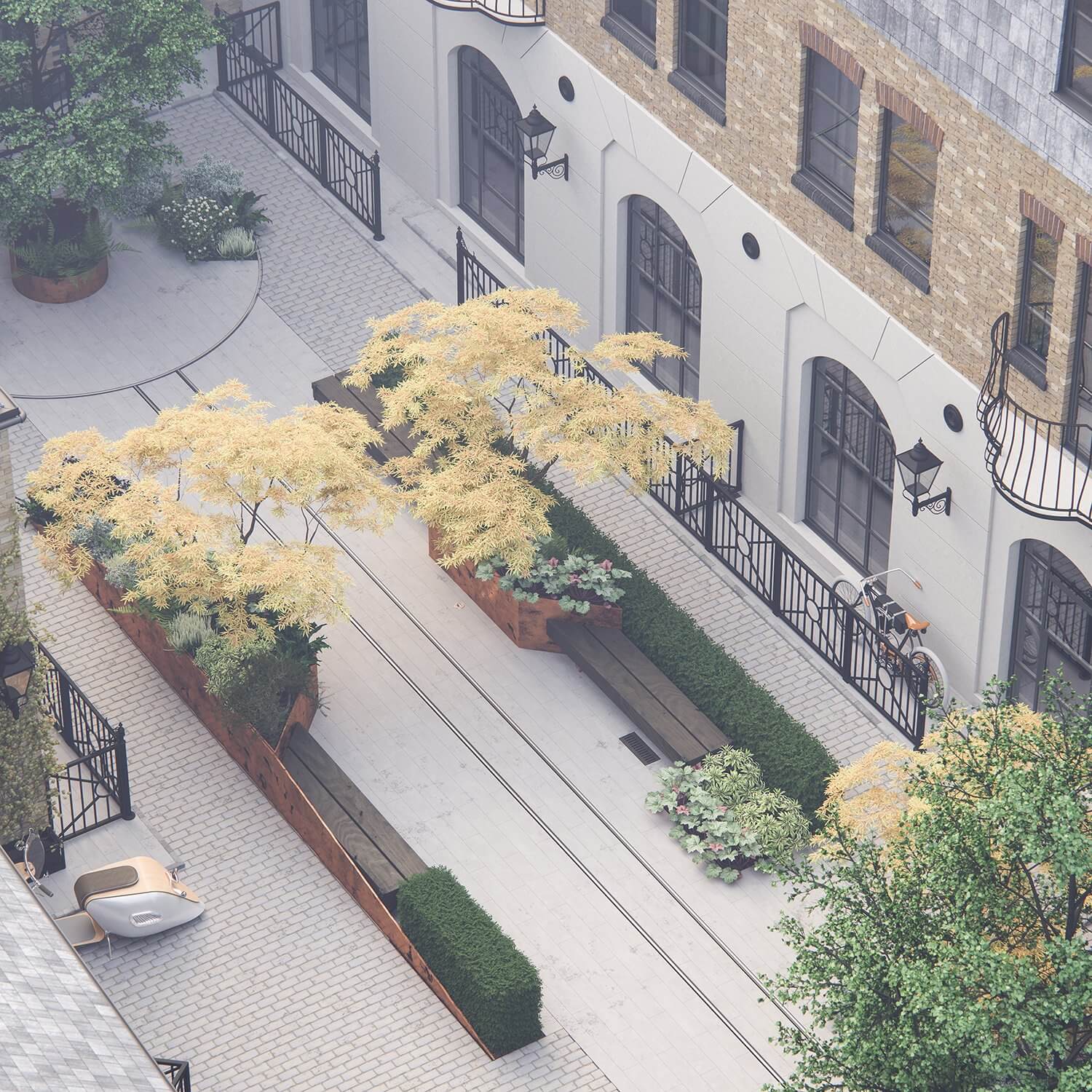 7 Old Town Clapham Apartment courtyard - cgi visualization