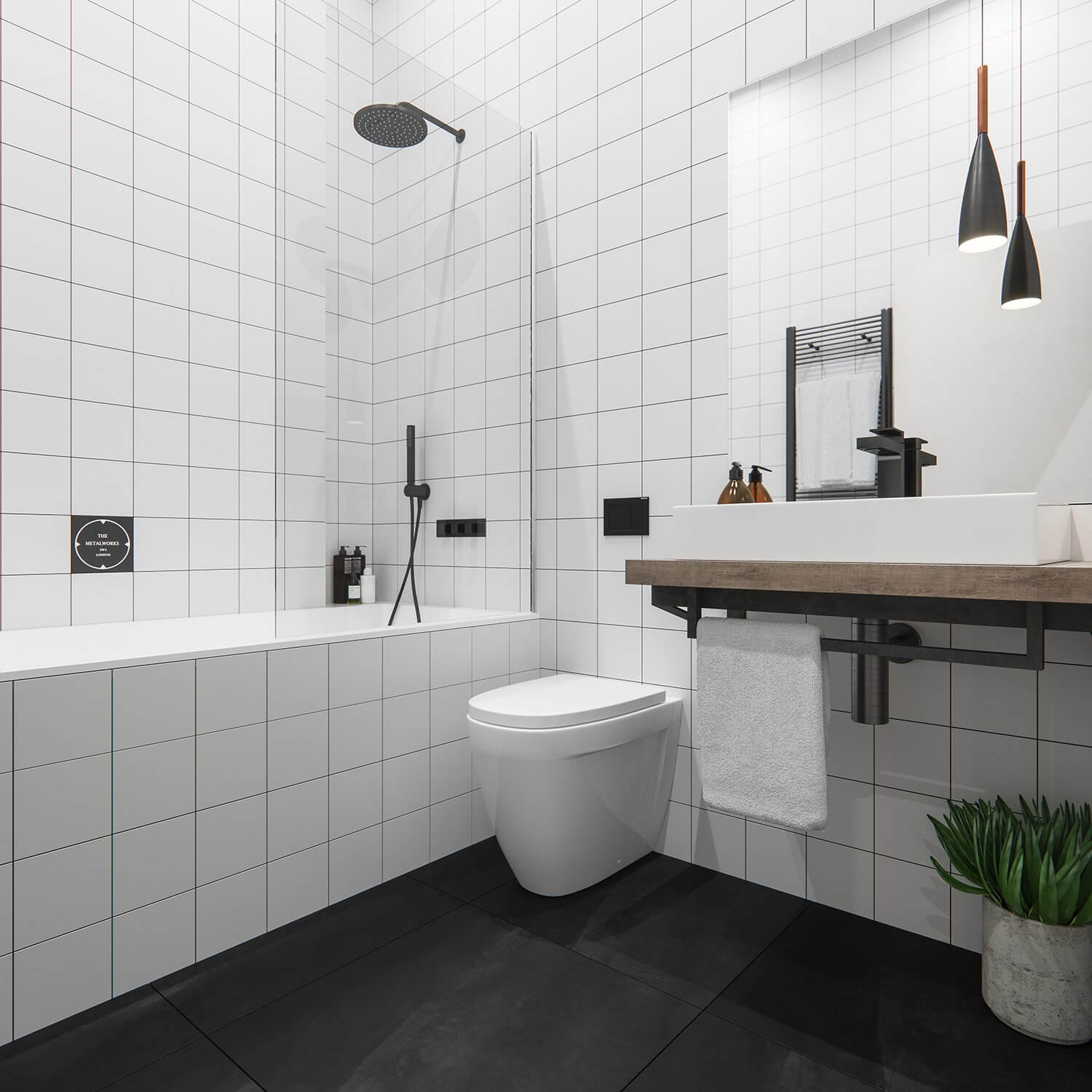 7 Old Town Clapham Apartment shower wc - cgi visualization