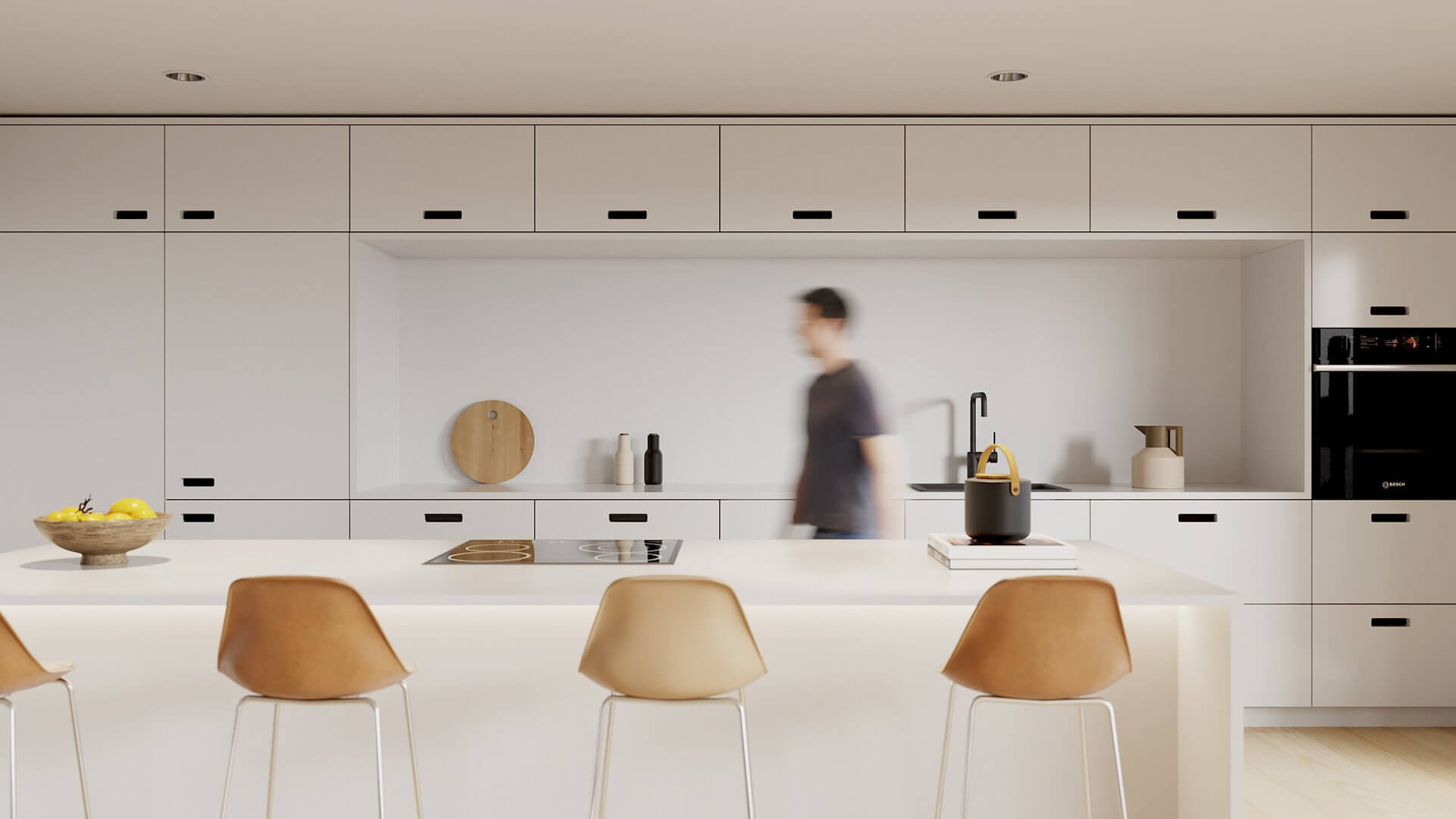 Apartment kitchen white - cgi visualization