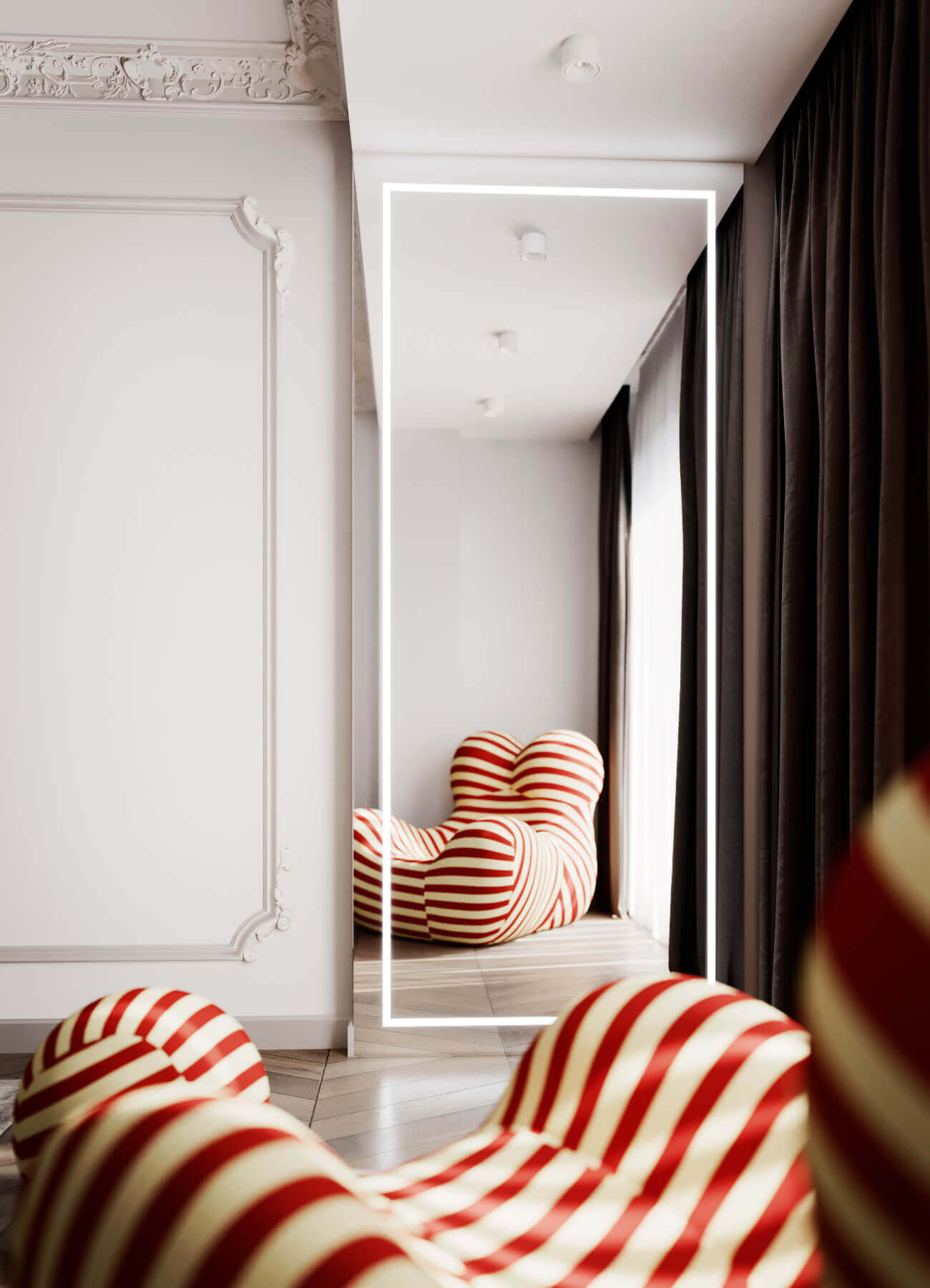 Bernardazzi Apartment bedroom design mirror led light - cgi visualization
