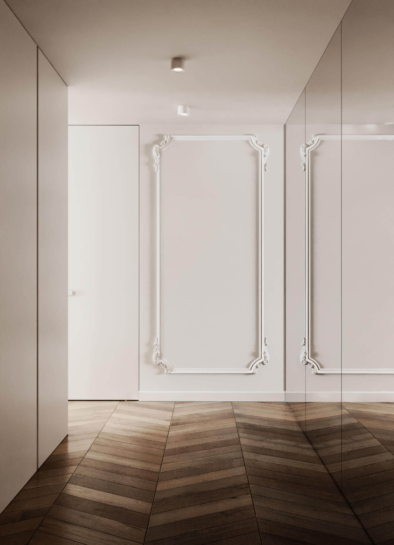 Bernardazzi Apartment clean corridor entrance - cgi visualization