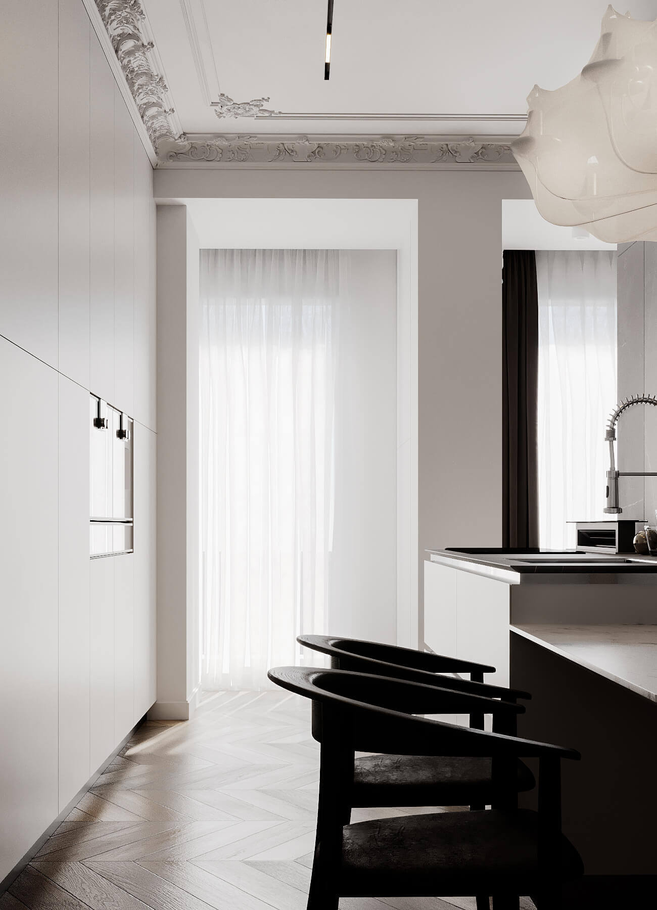 Bernardazzi Apartment dining room kitchen design - cgi visualization