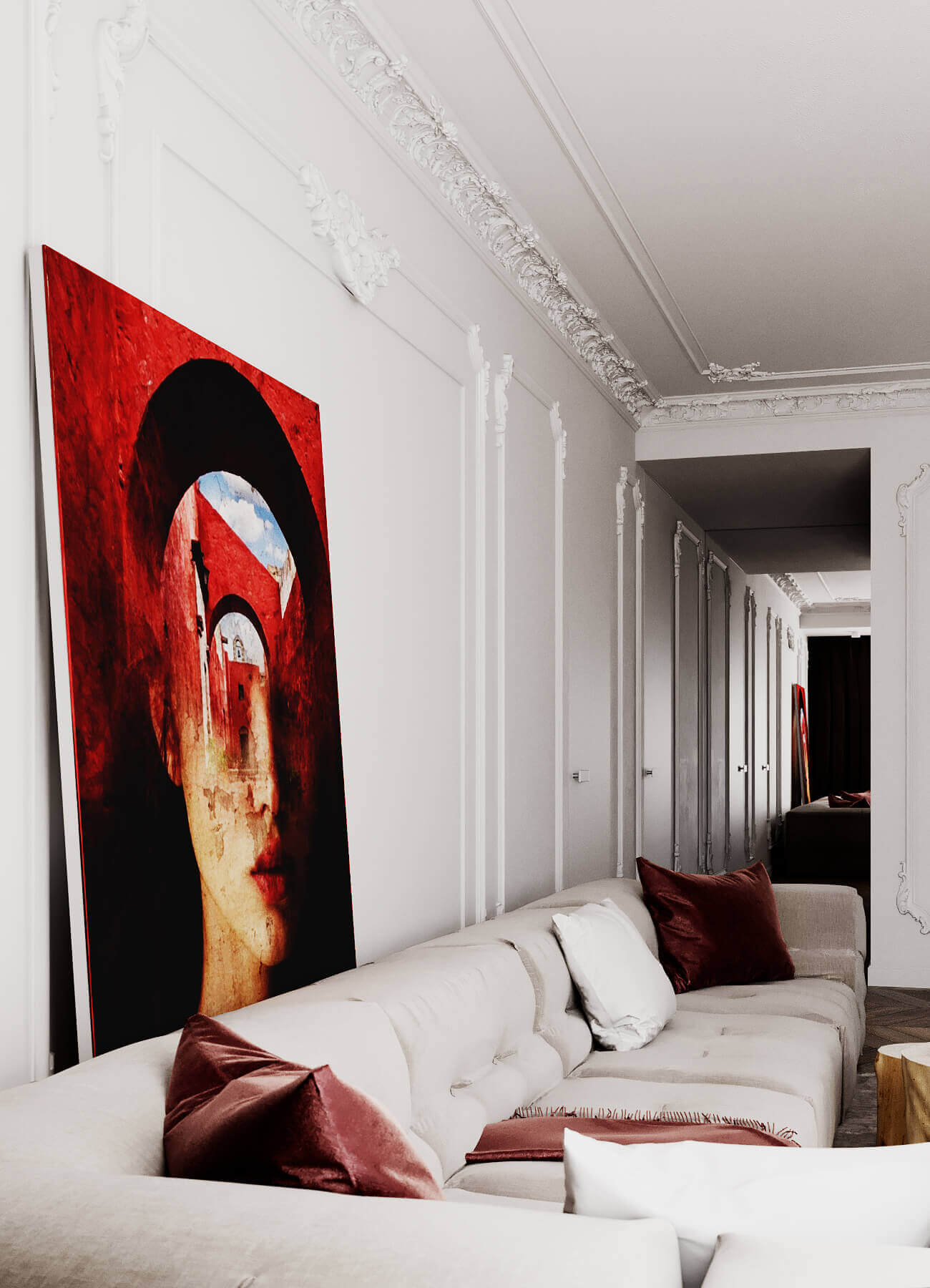 Bernardazzi Apartment living room couch art picture modern - cgi visualization