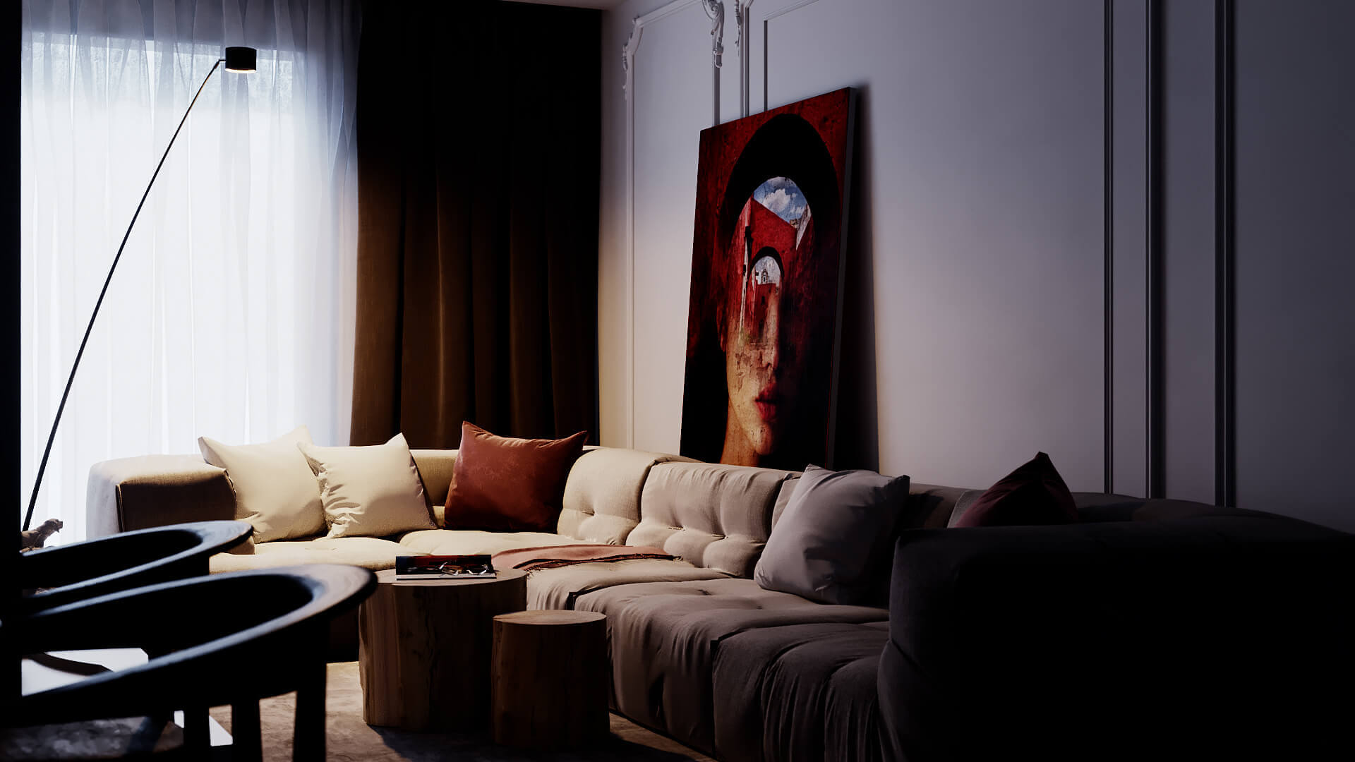Bernardazzi Apartment living room couch cozy - cgi visualization