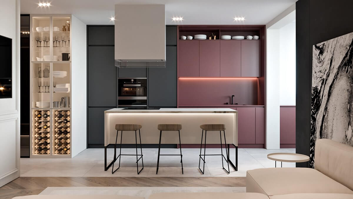 Bordo Apartment kitchen block - cgi visualization