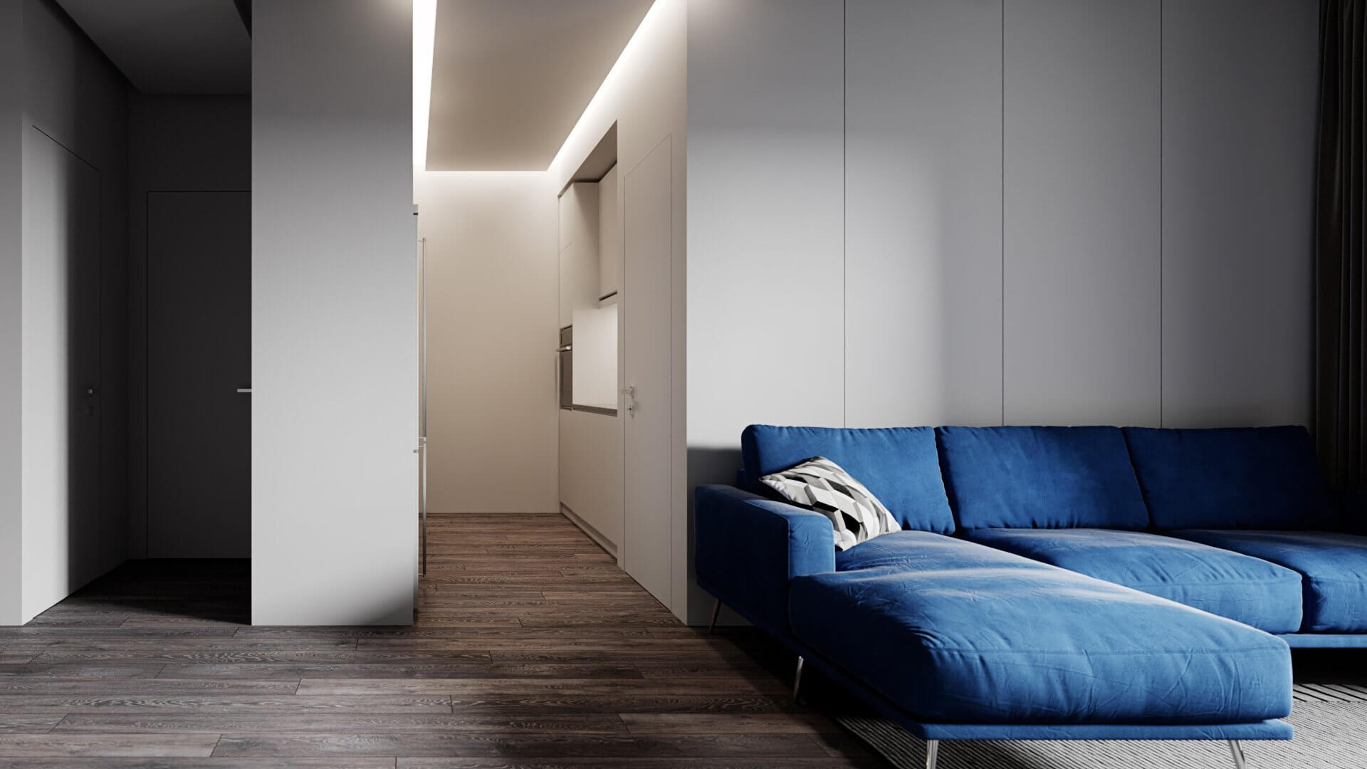 Classic and clean apartment living room corridor - cgi visualization