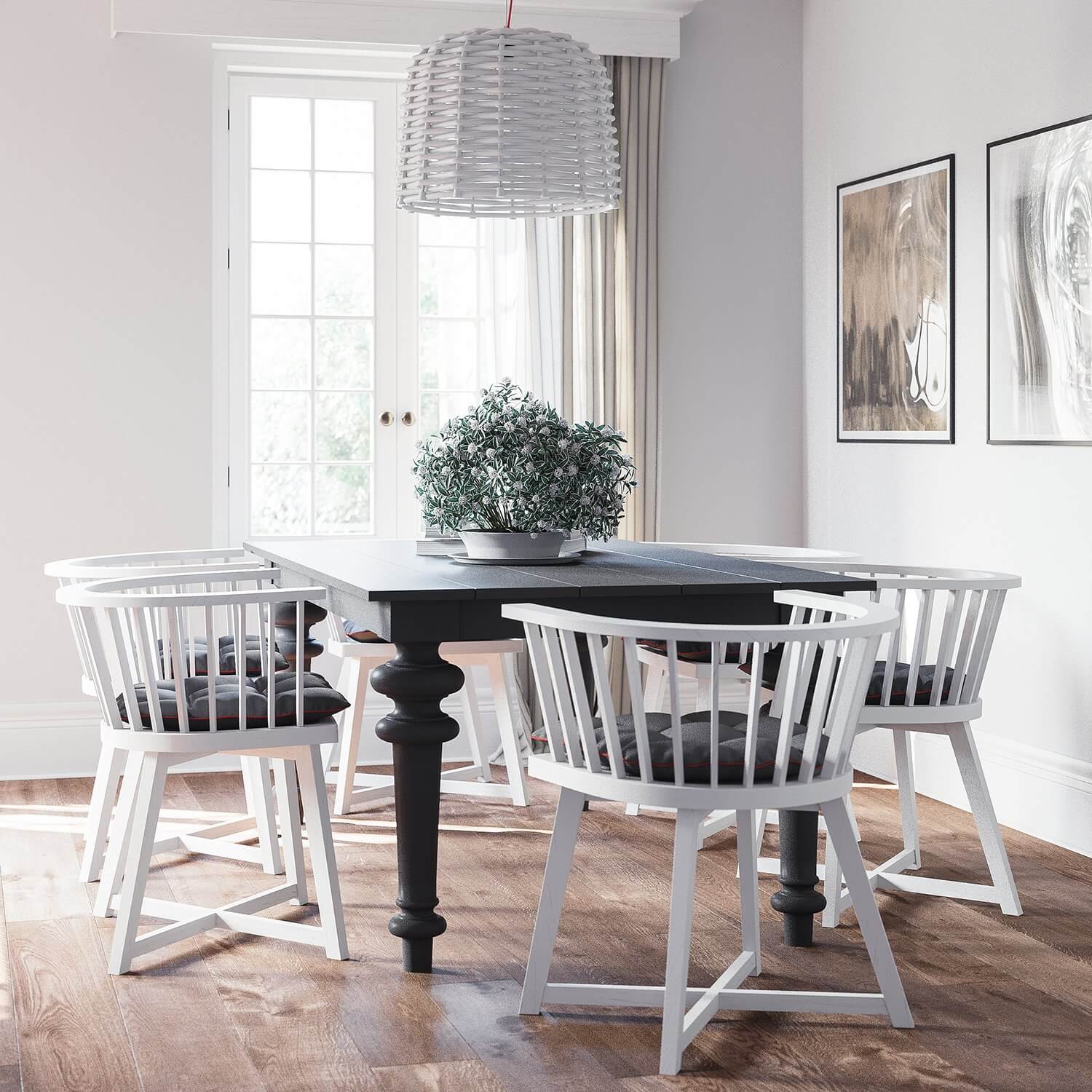 Classic flat dining area wood chair and table - cgi visualization