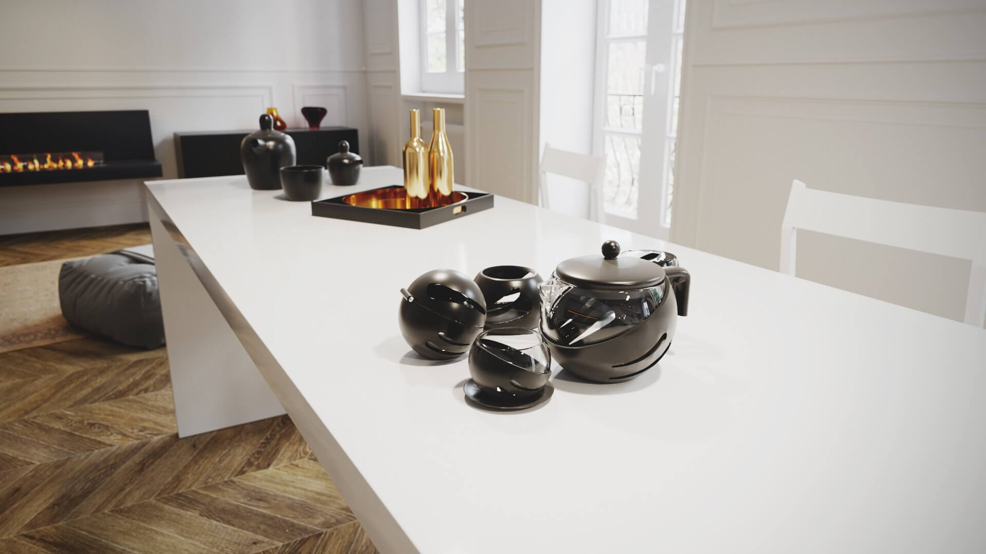 Cozy scandinavian Apartment kitchen accessoires- cgi visualization