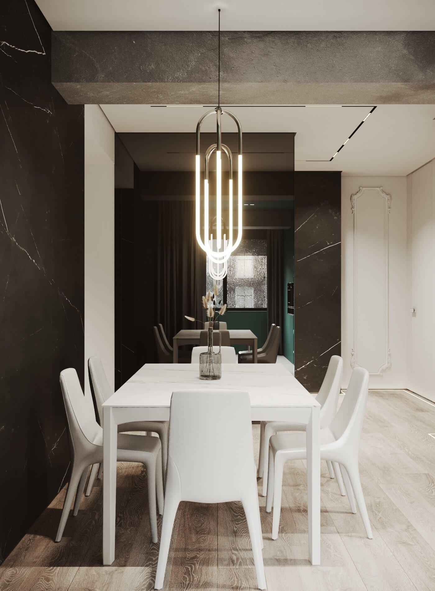 Eighty Four Apartment dining room modern white - cgi visualization