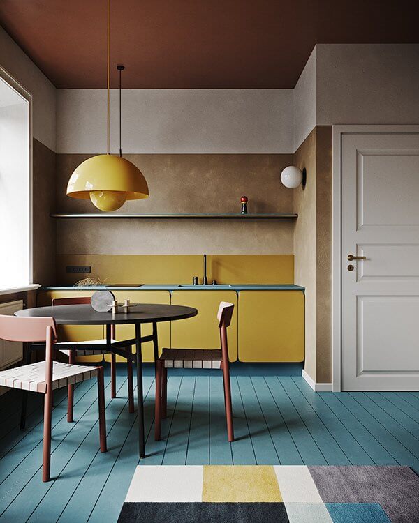 Extraordinary colourful apartment kitchen design - cgi visualization