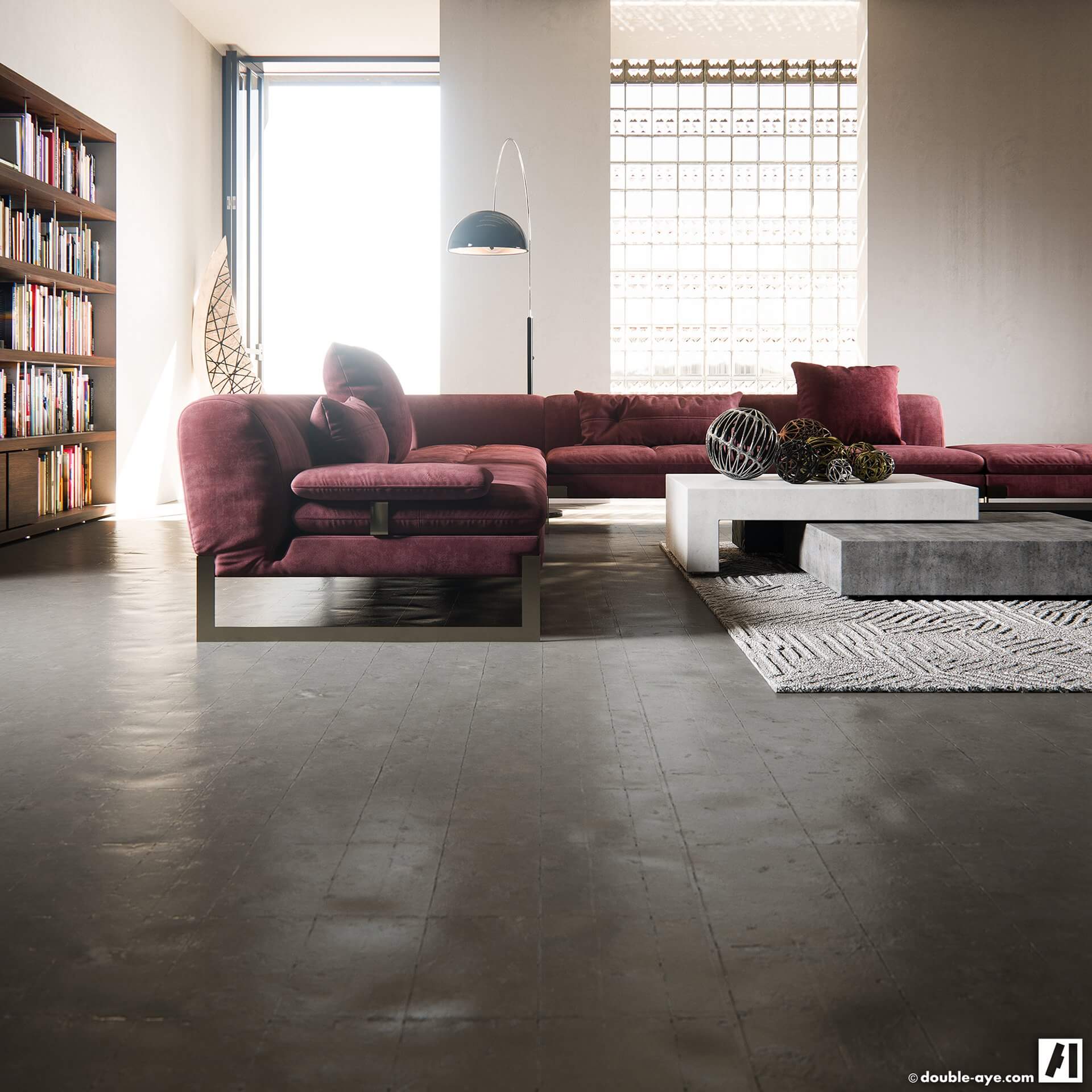 Malaysia Redang Island living room couch red - cgi visualization