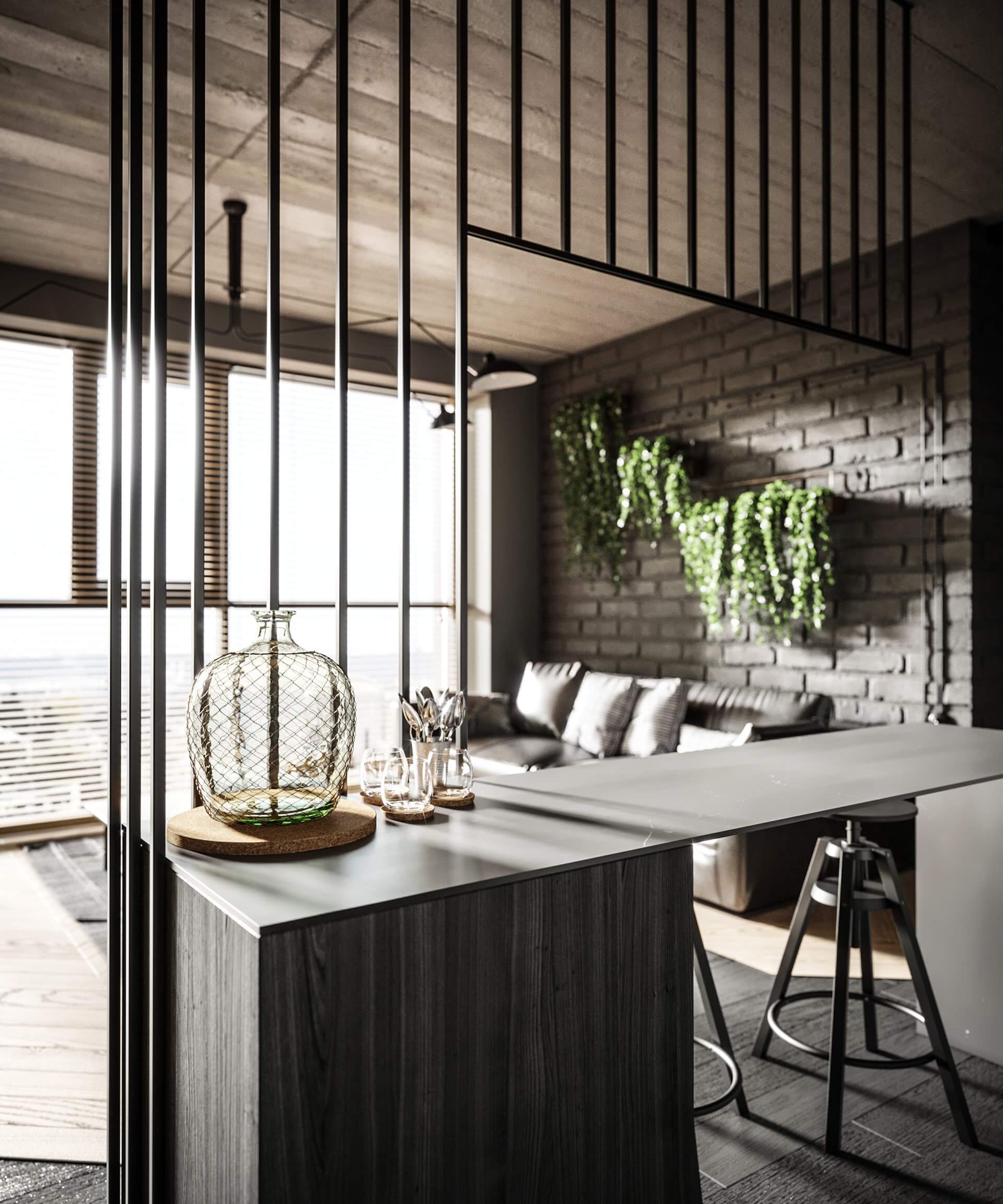 Haus 38 loft interior visualization kitchen block accesoires - cgi visualization