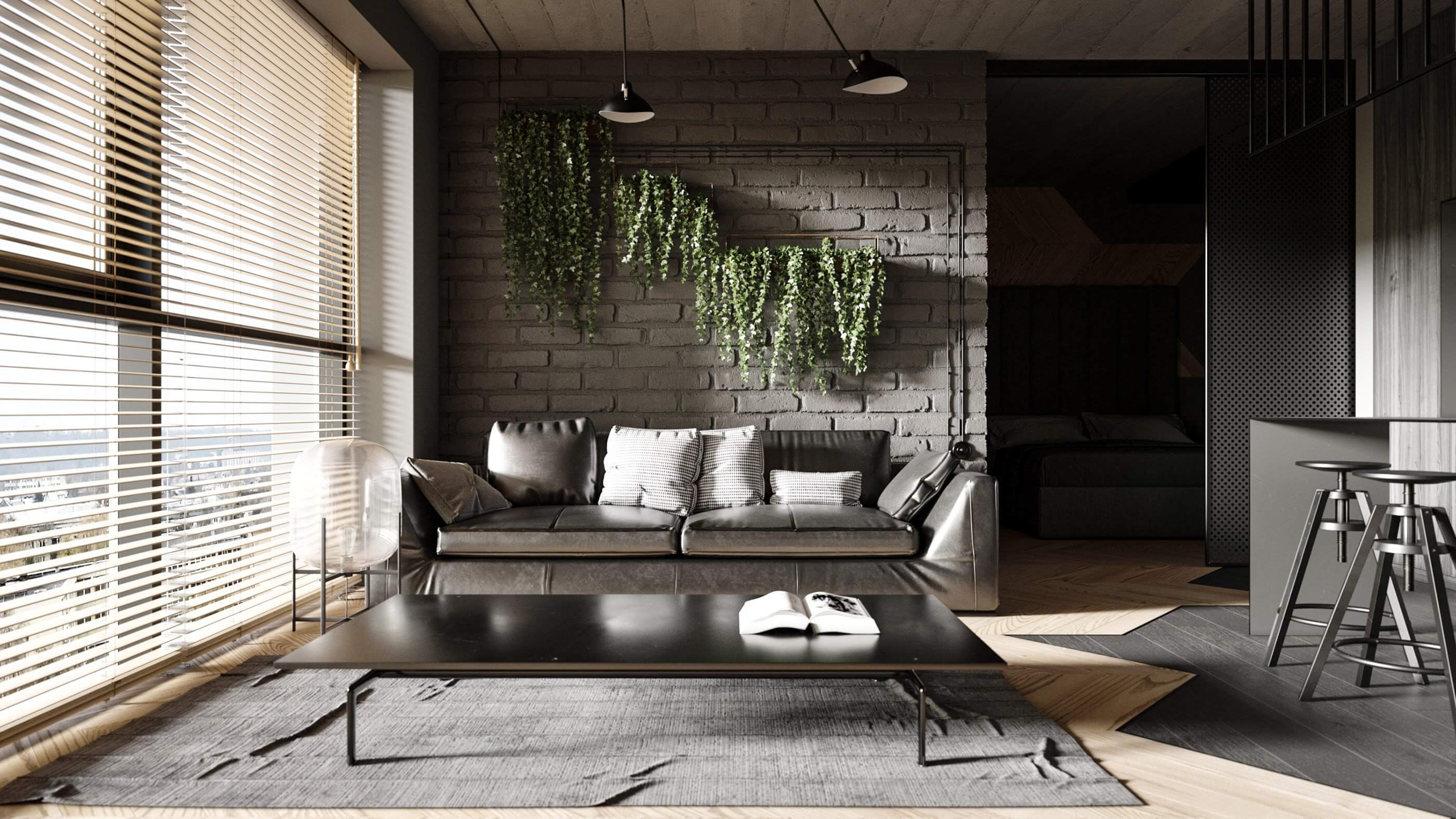 Haus 38 loft interior visualization living room modern - cgi visualization