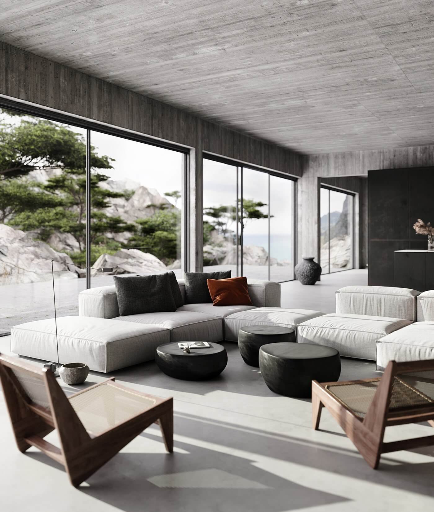 In praise of shadows house living room - cgi visualizations