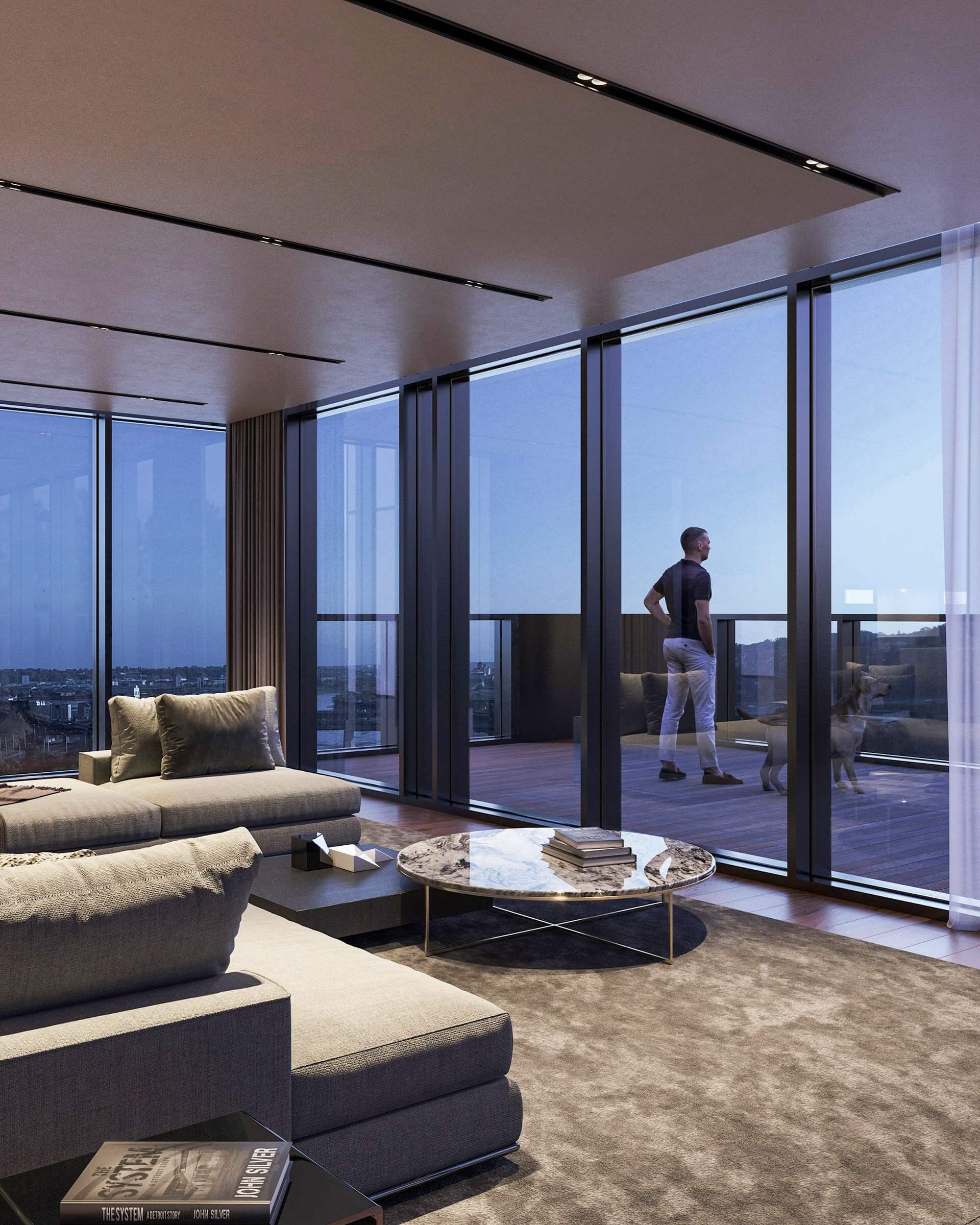 Interior Apartment project Pluses living room terrace - cgi visualization
