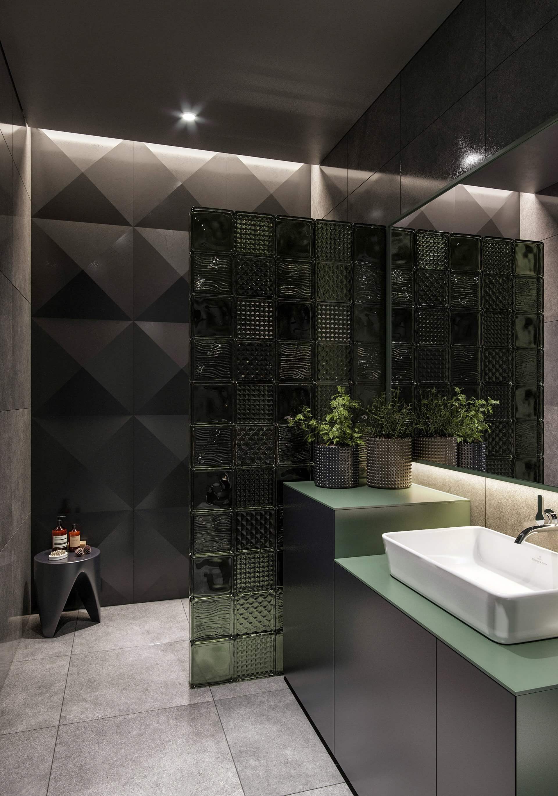 Jungle paradise apartment bathroom green - cgi visualization