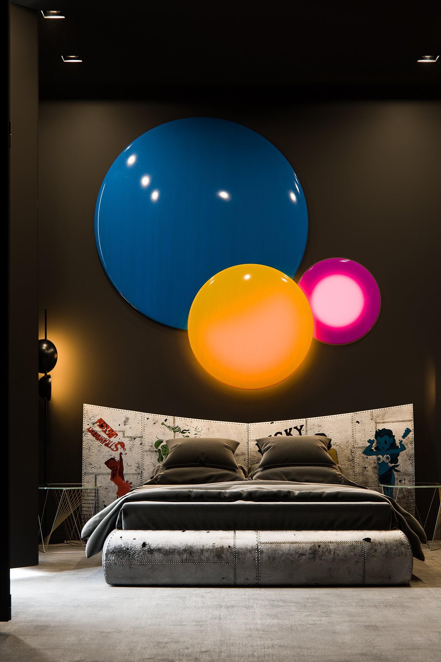 Lower Manhattan Apartment bedroom coloured light 2 - cgi visualization