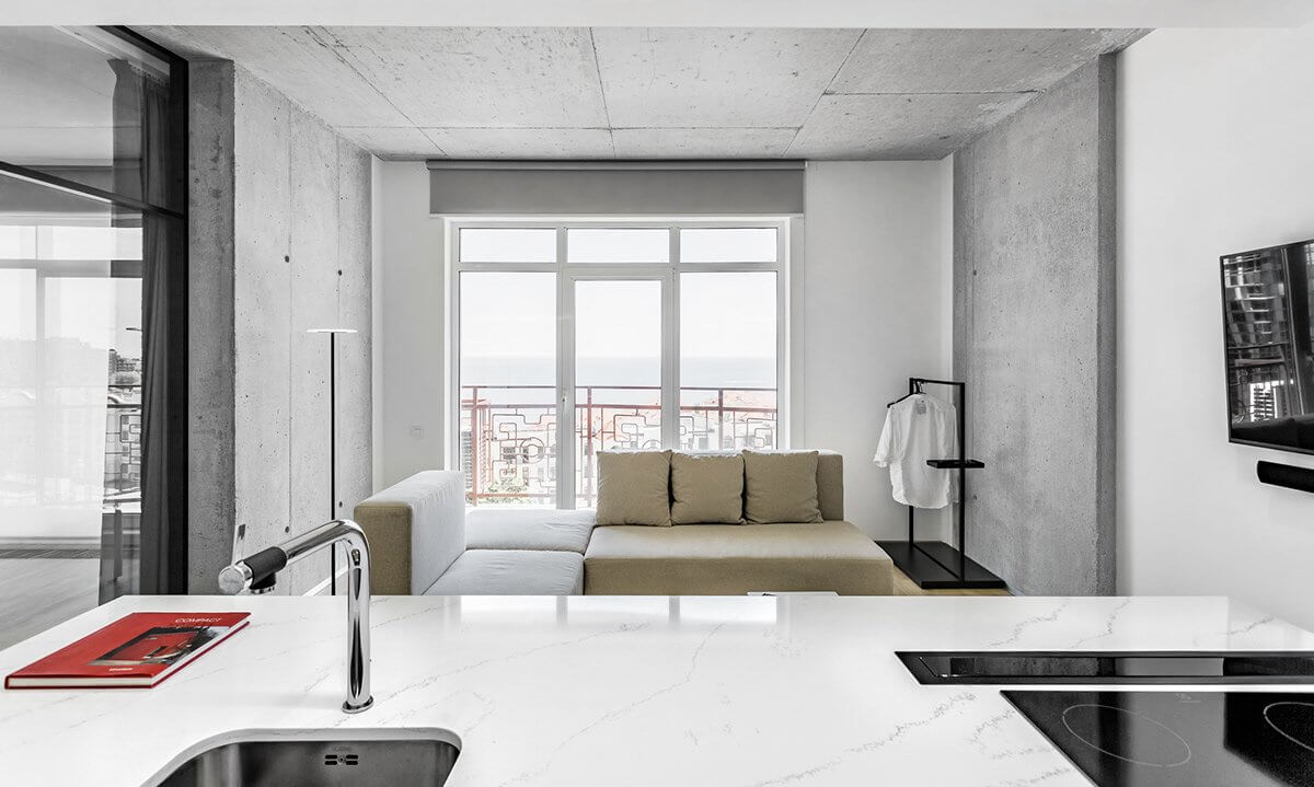 Modern Apartment 69 design kitchen living room - cgi visualization