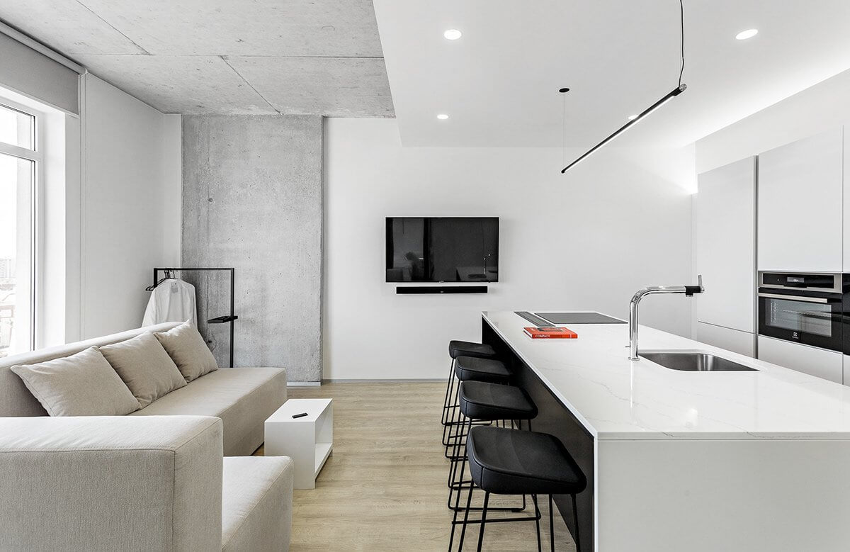 Modern Apartment 69 design living room dining area - cgi visualization