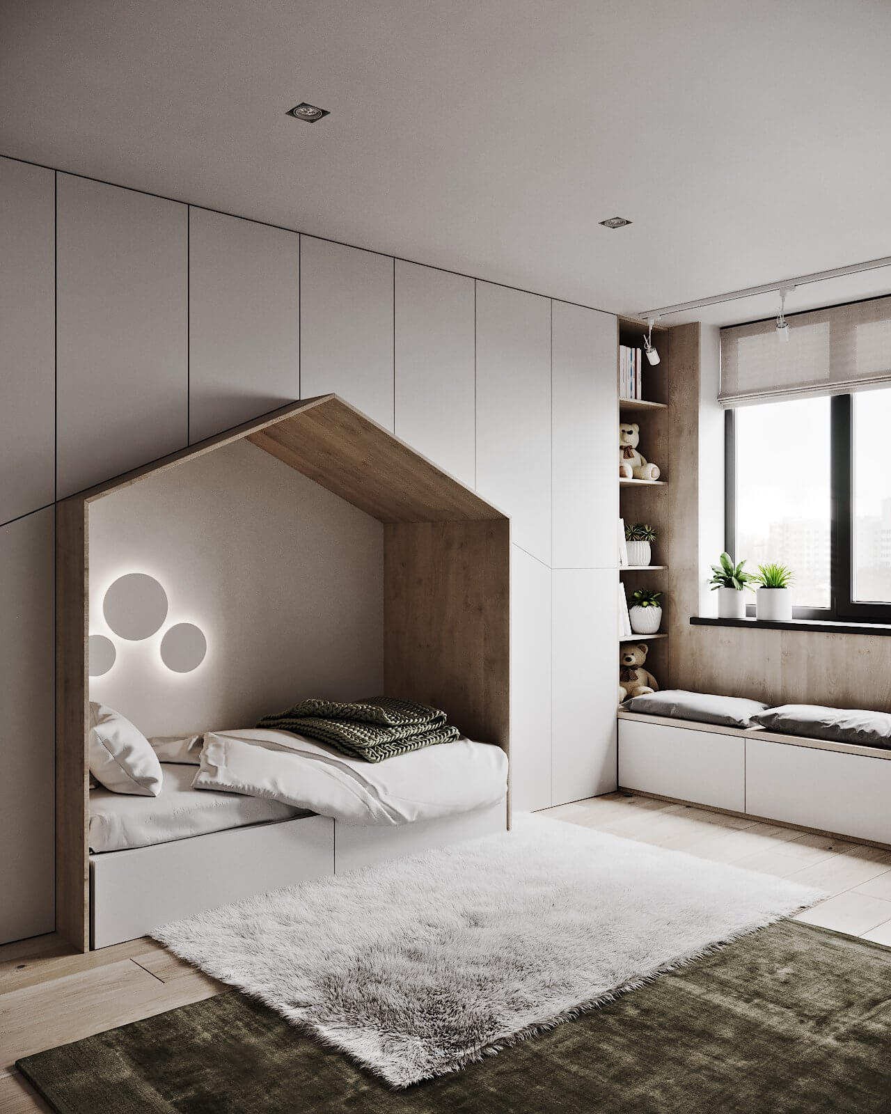 Modern Tenderness Flat children room design bed - cgi visualization