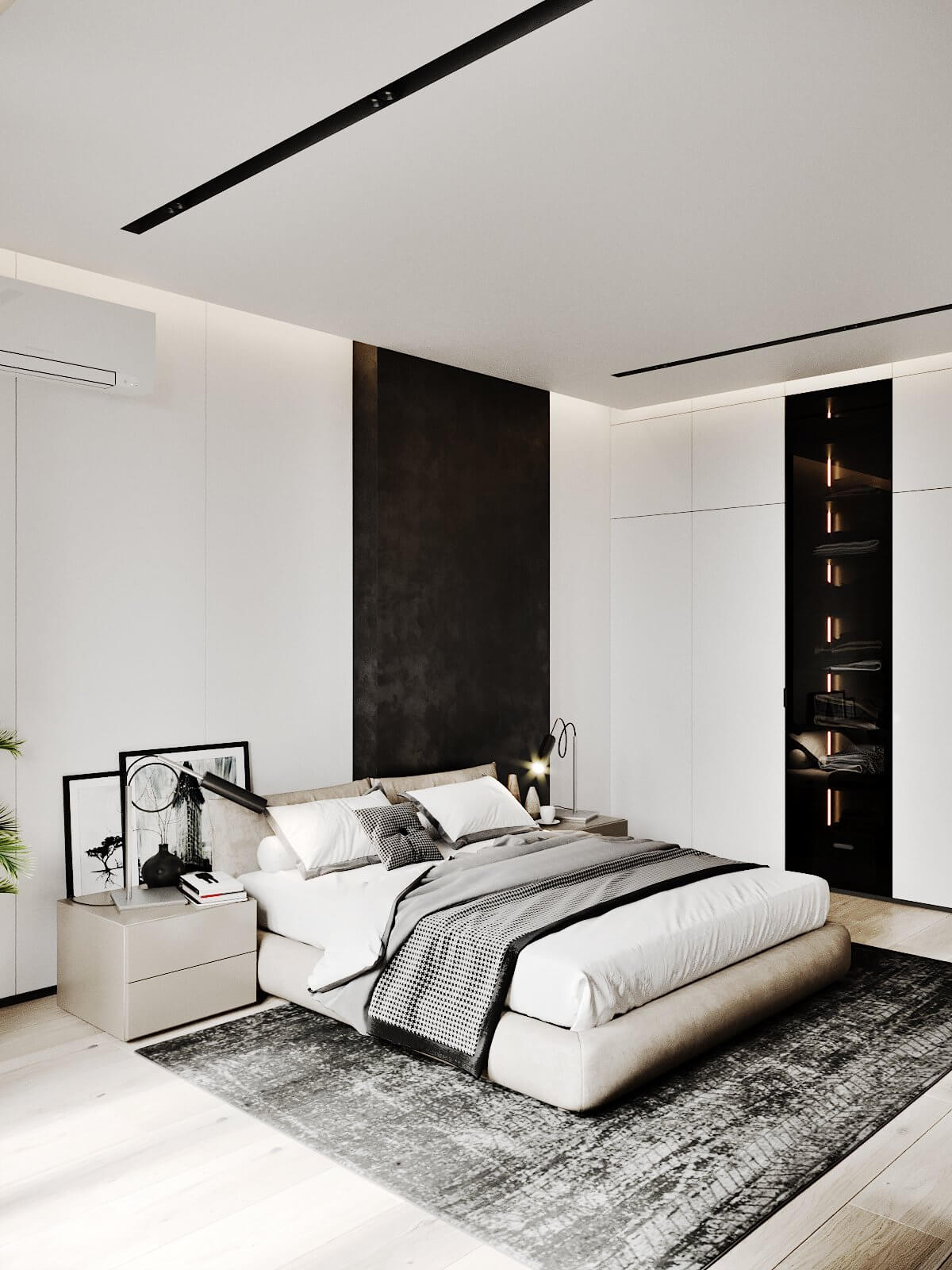 Modern Tenderness Flat modern bedroom design wardrobe - cgi visualization