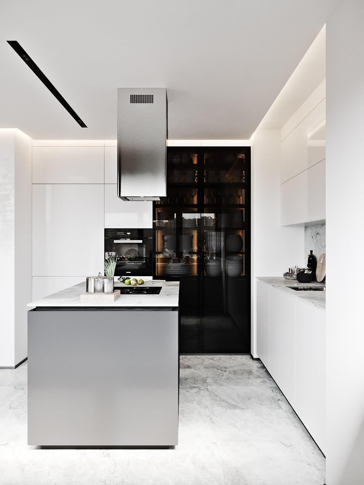 Modern Tenderness Flat modern kitchen design extractor - cgi visualization