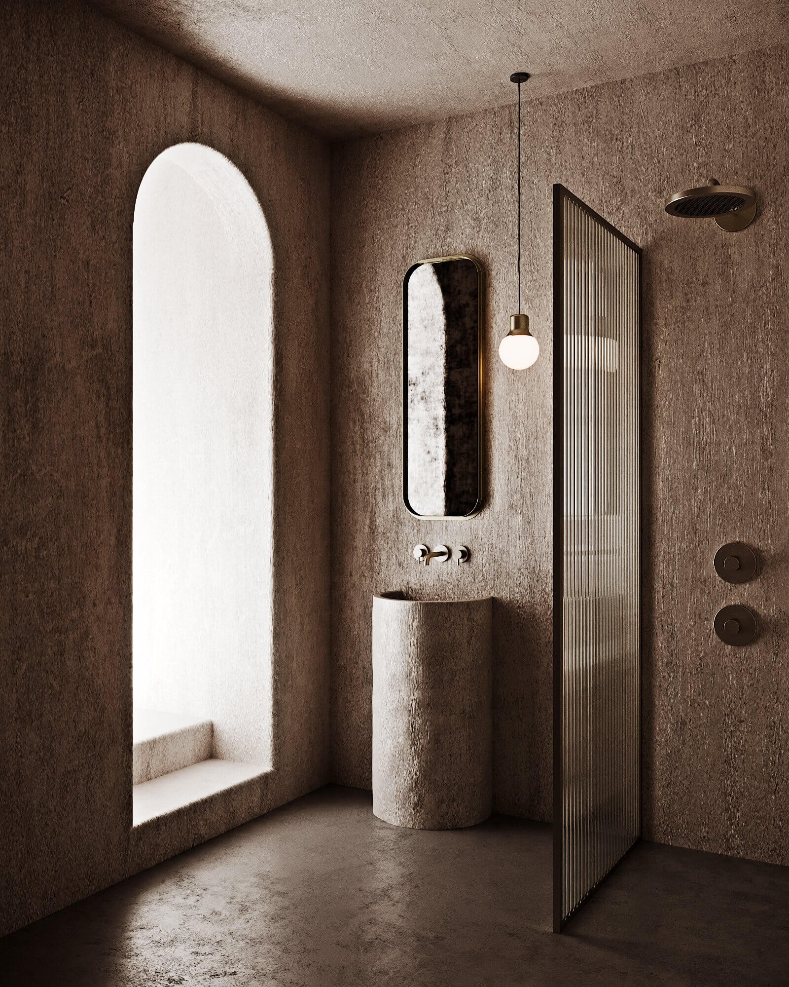 Monochrome bathroom design - cgi visualization