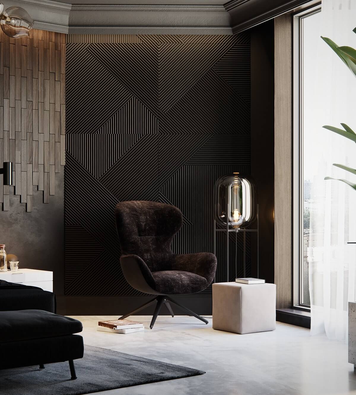 Moscow apartment bedroom chair - cgi visualization