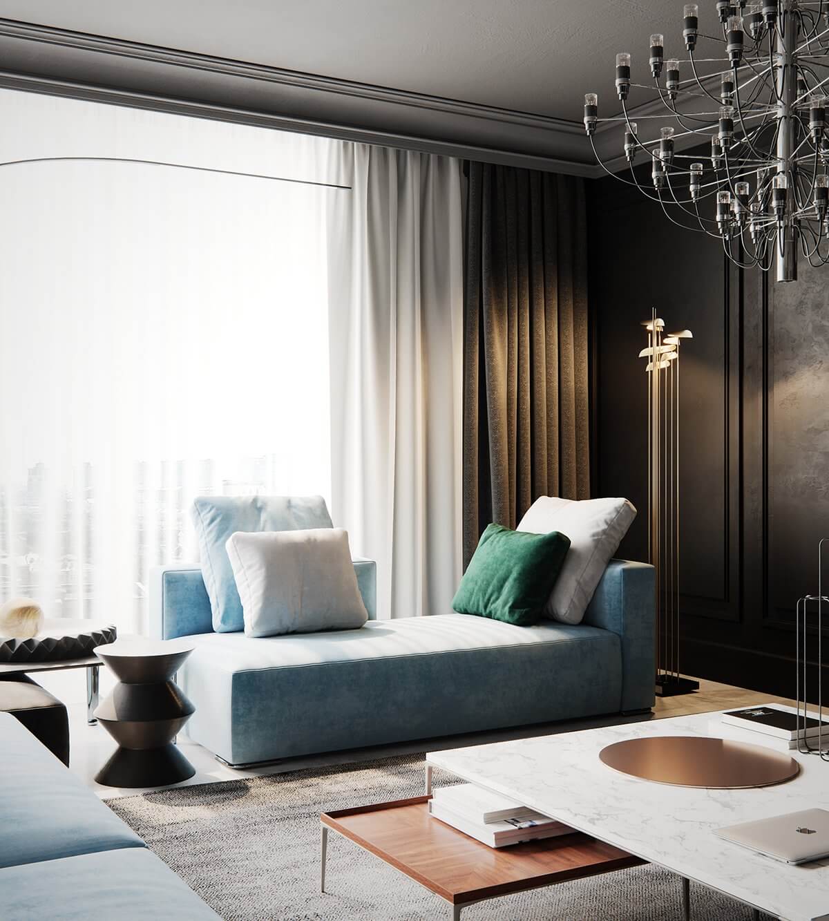 Moscow apartment living room couch 2 - cgi visualization