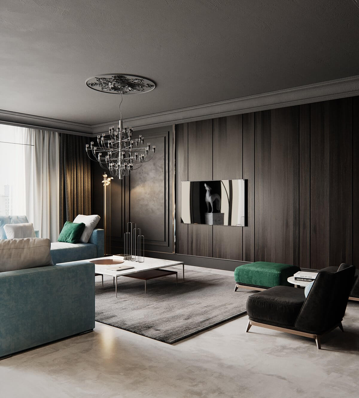 Moscow apartment living room tv unit - cgi visualization