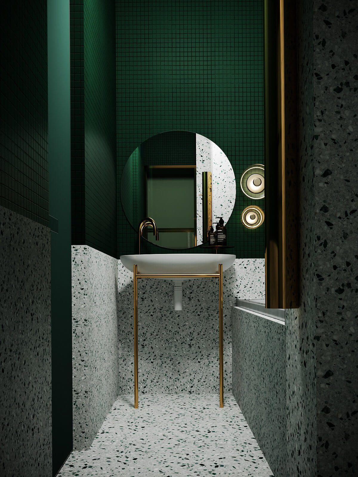 New York concept house bathroom cabinet sink - cgi visualization