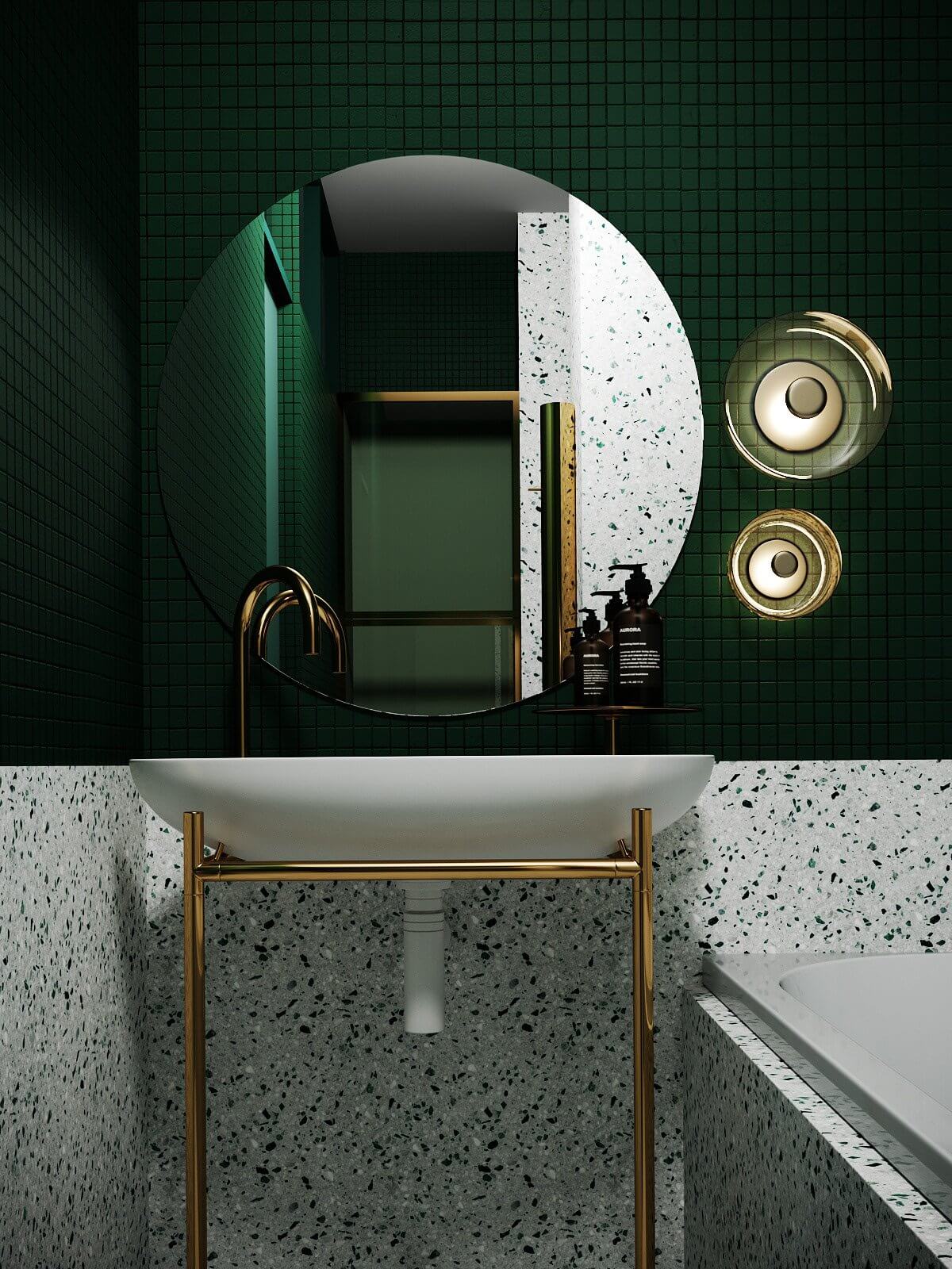 New York concept house bathroom wall mirror - cgi visualization