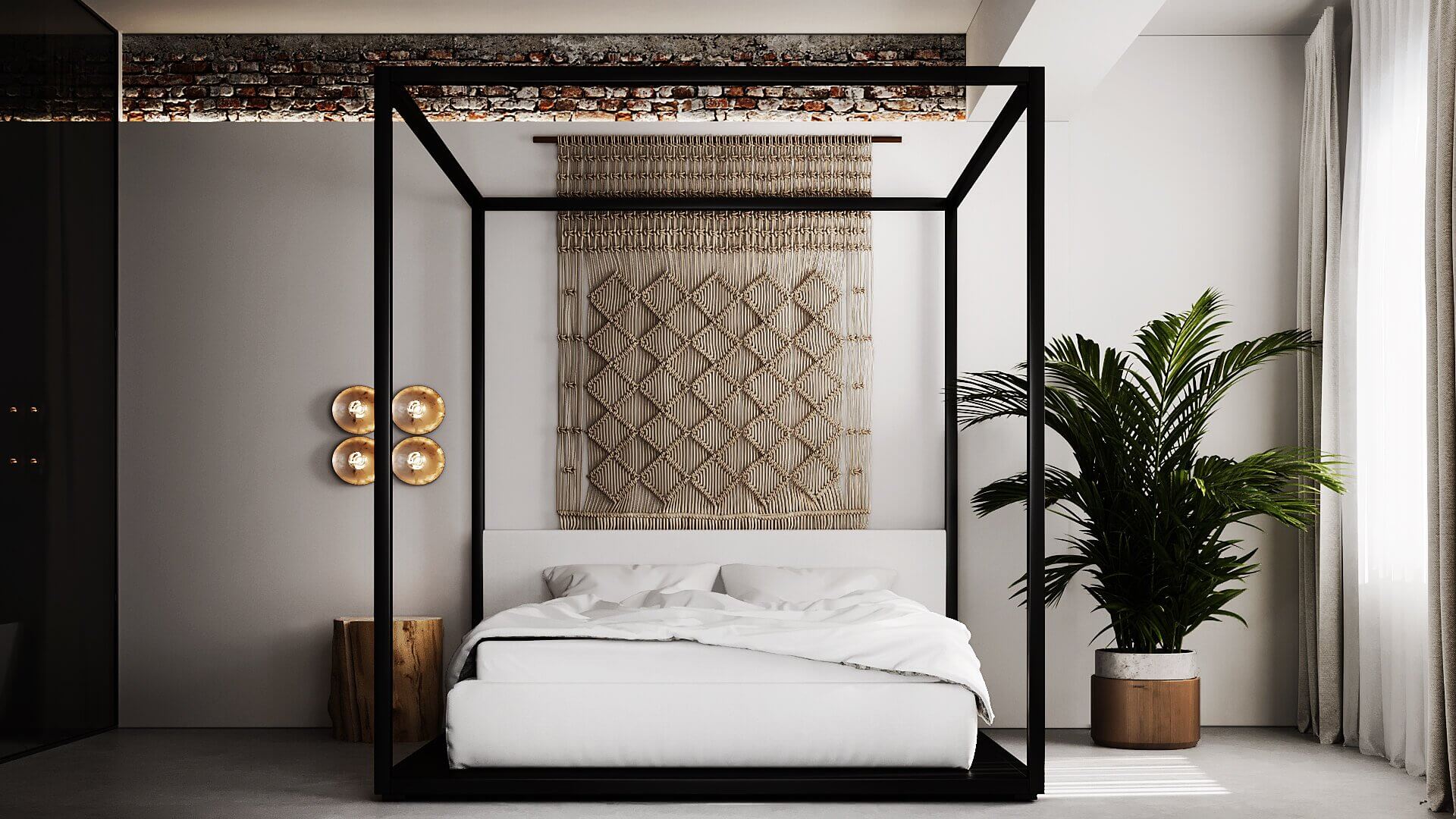 Oasis Apartment bedroom design cozy - cgi visualization