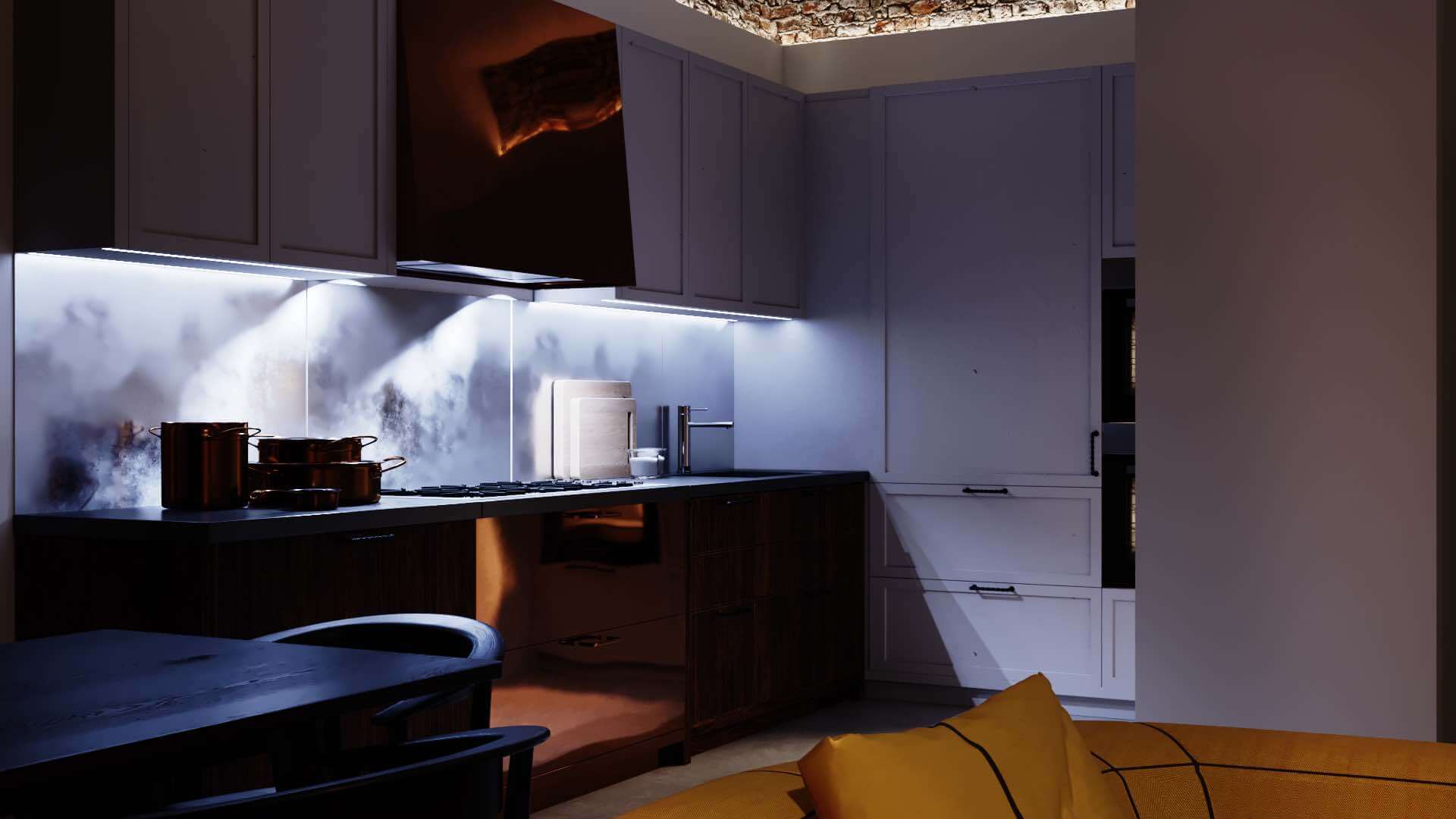 Oasis Apartment kitchen modern wood - cgi visualization