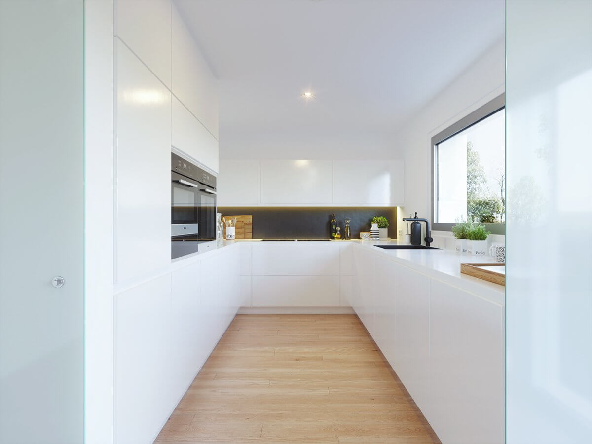 Open loft design kitchen white - cgi visualization