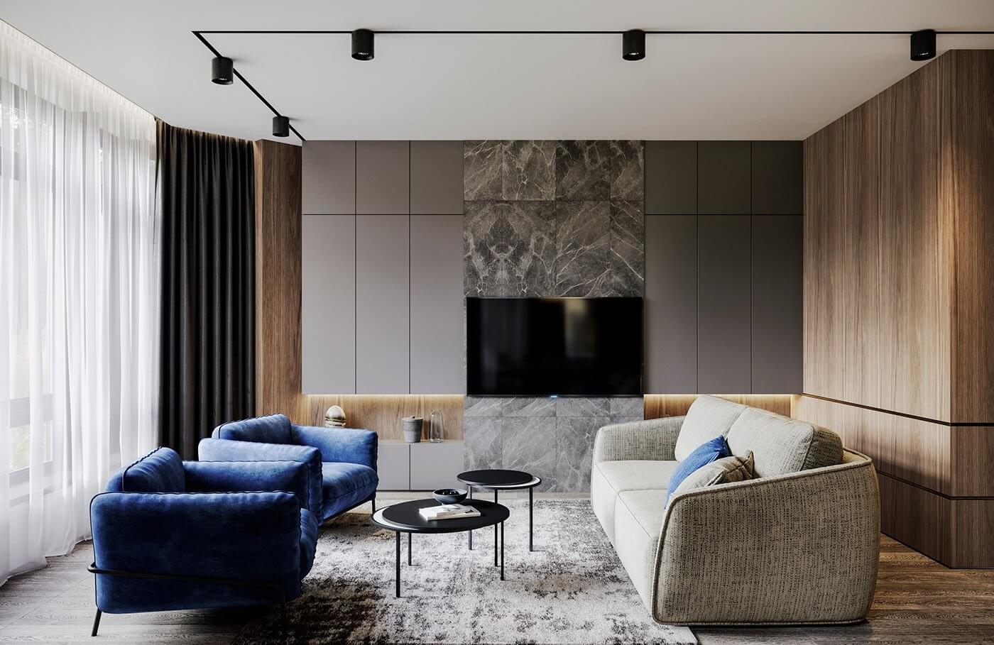 Pechersky Apartment living room - cgi visualization