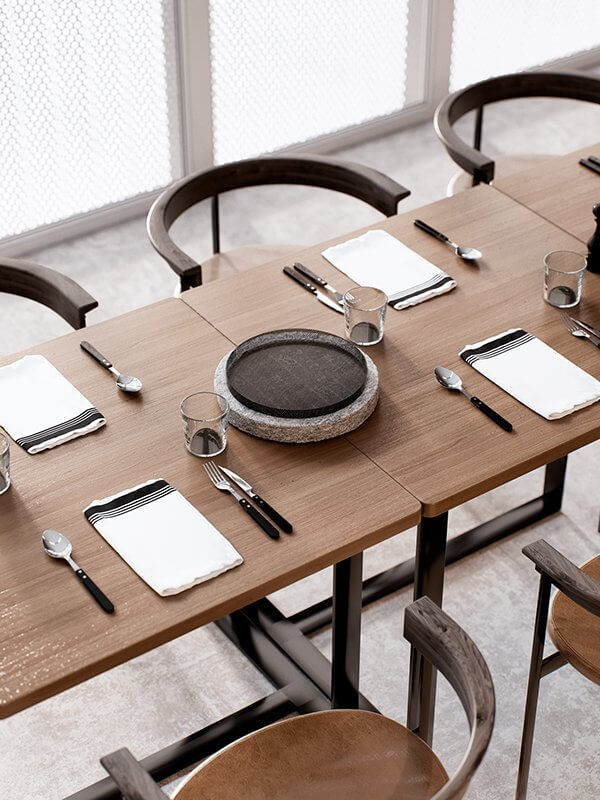 Restaurant modul design furniture classic modern wood - cgi visualization