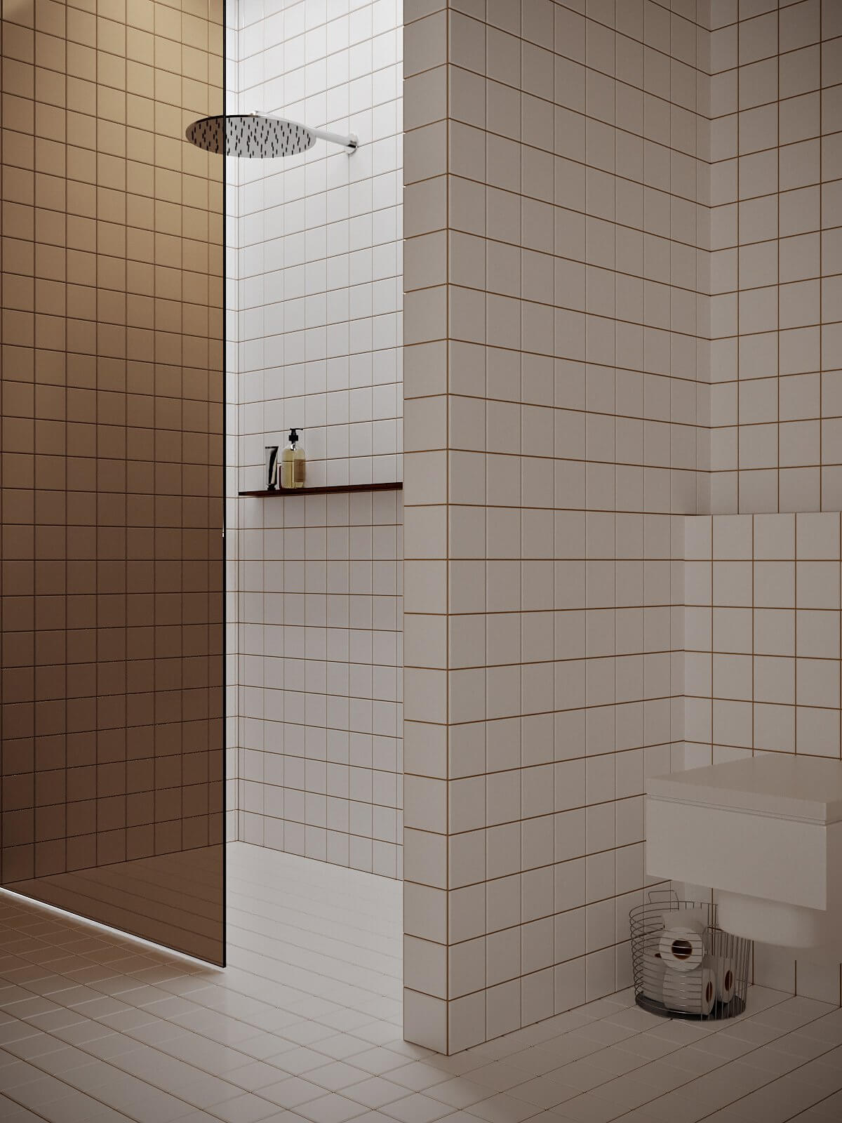 Royal Tower Apartment bathroom shower - cgi visualization