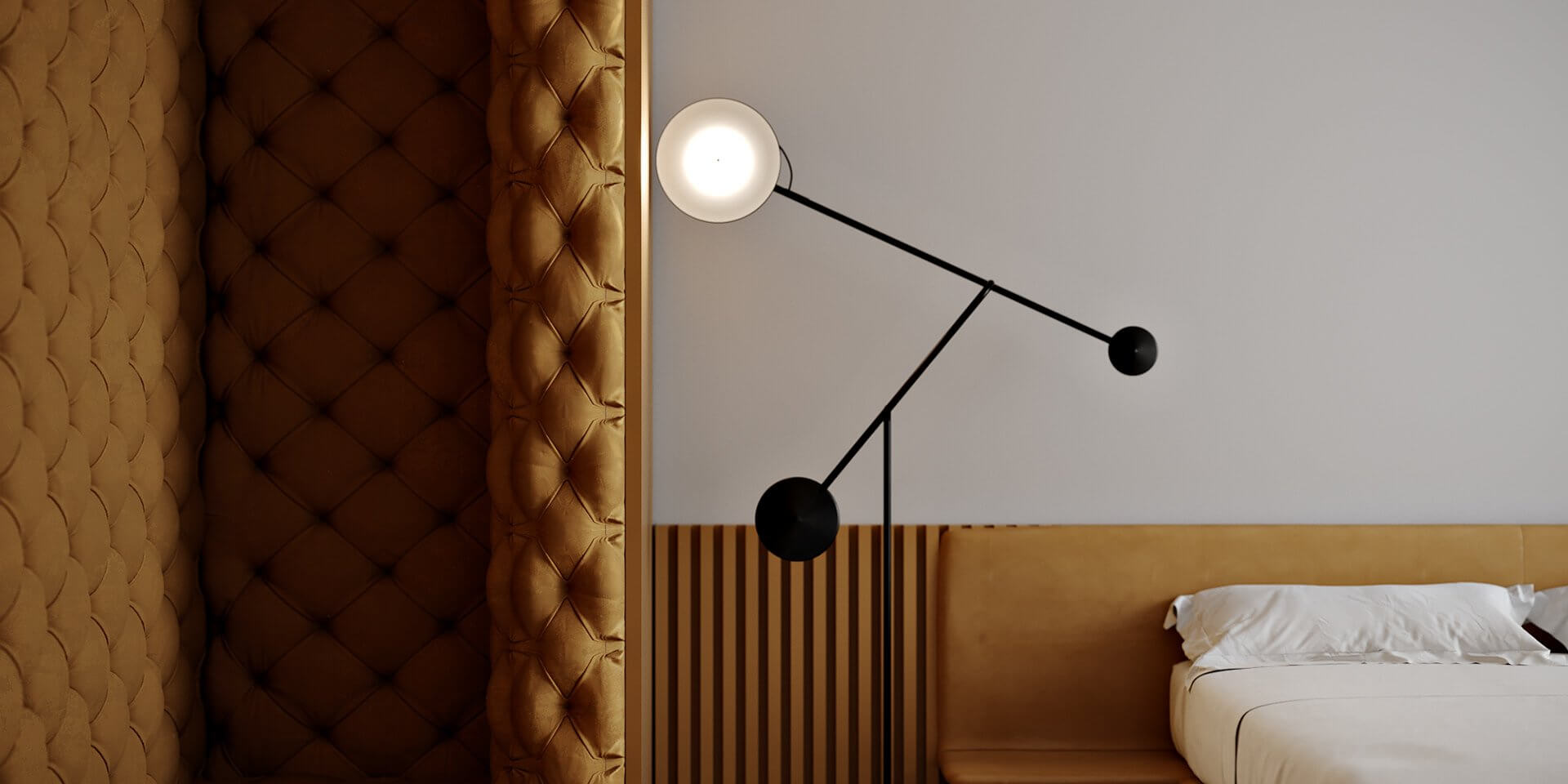 Royal Tower Apartment bedroom floor lamp - cgi visualization