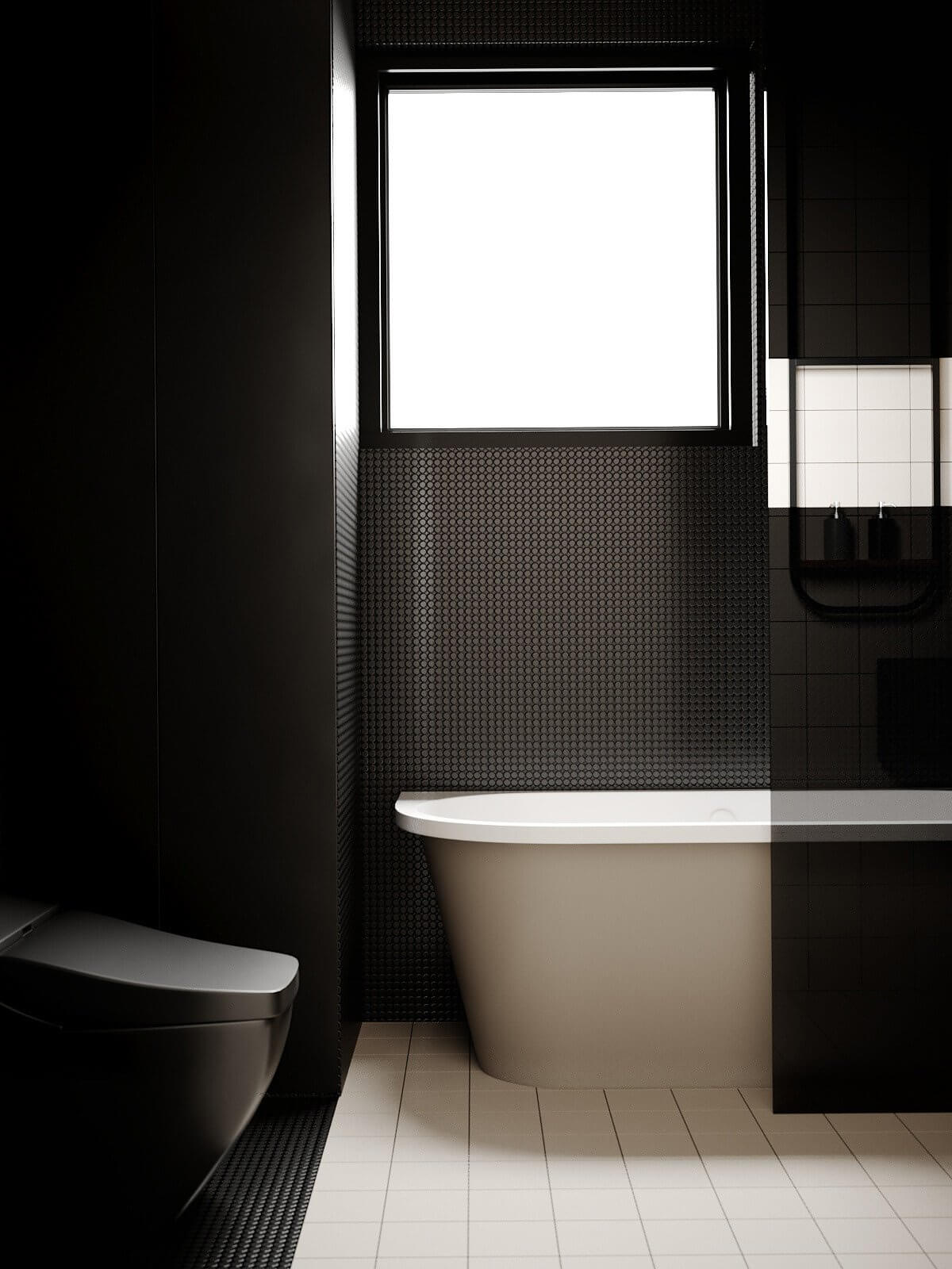 Secret circle apartment bathroom bathtub - cgi visualization