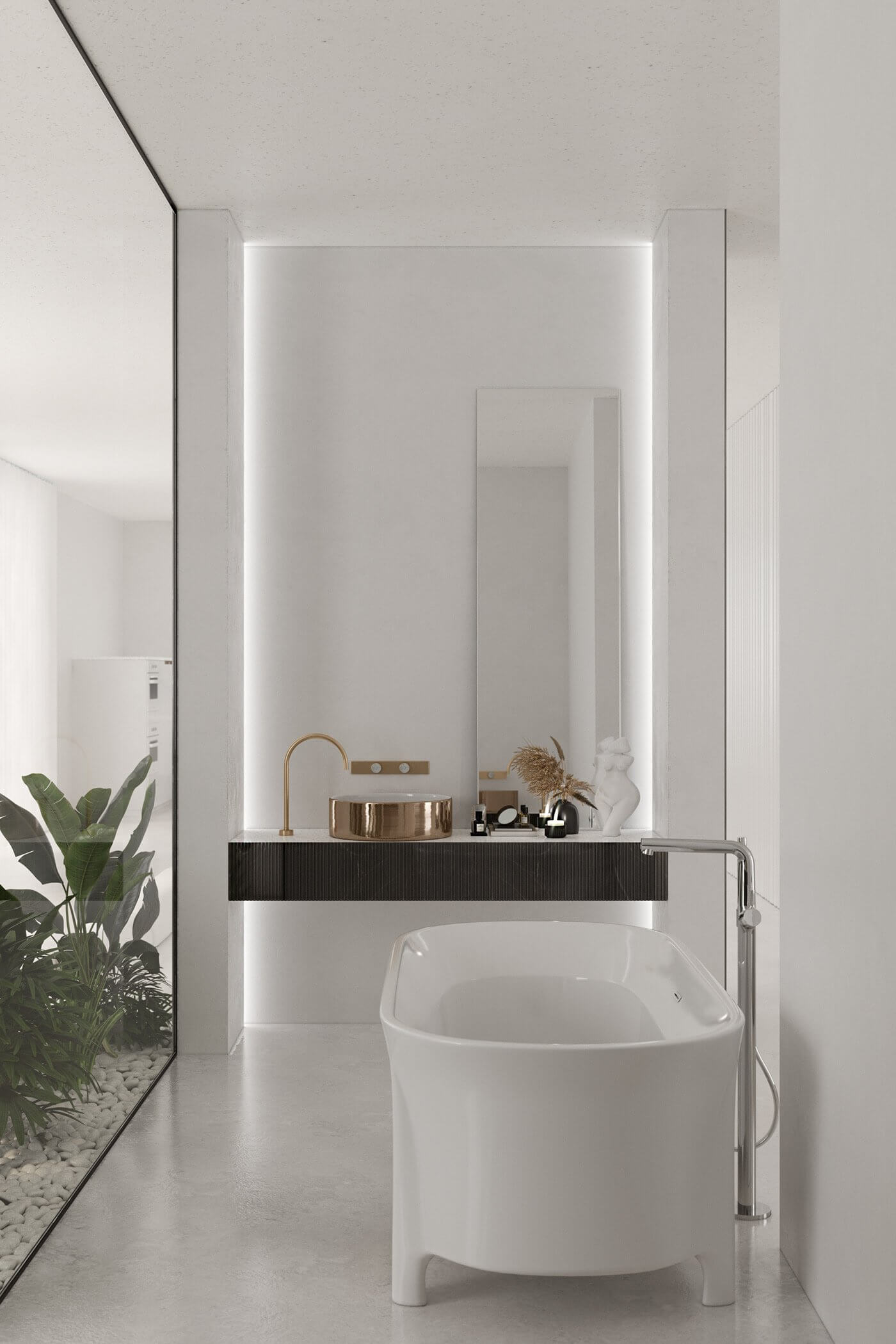 Simple white loft design bathroom - cgi visualization