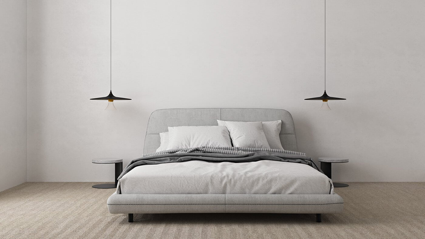Simple white loft design bedroom - cgi visualization
